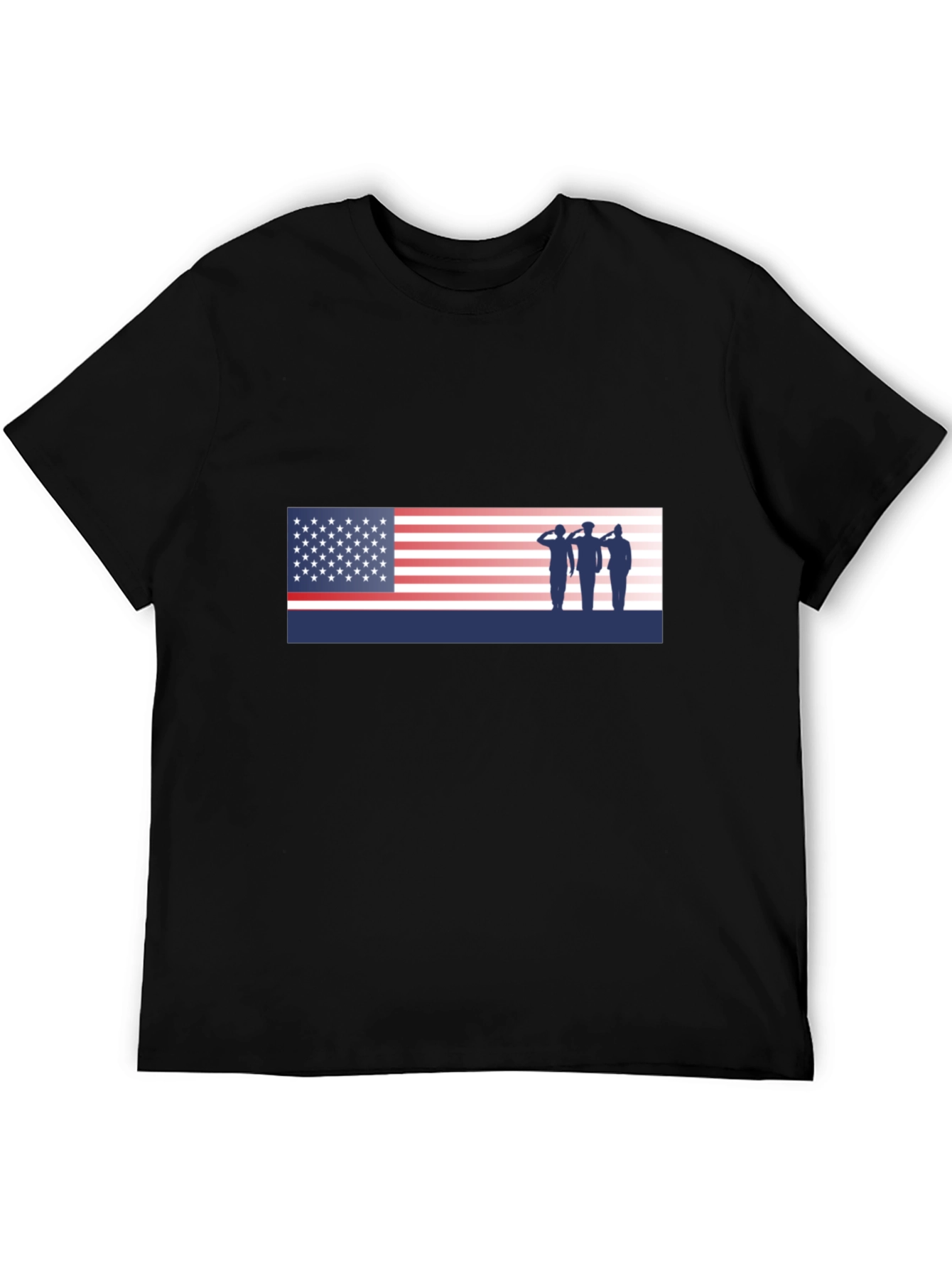 American Flag Saluting Soldiers Graphic T-Shirt