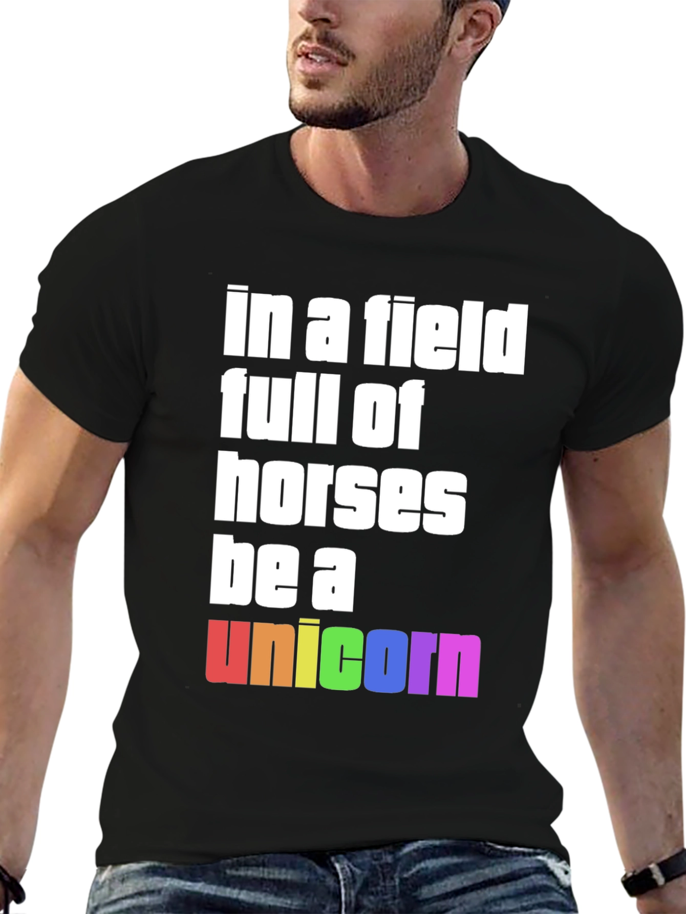 Be A Unicorn Rainbow Graphic T-Shirt