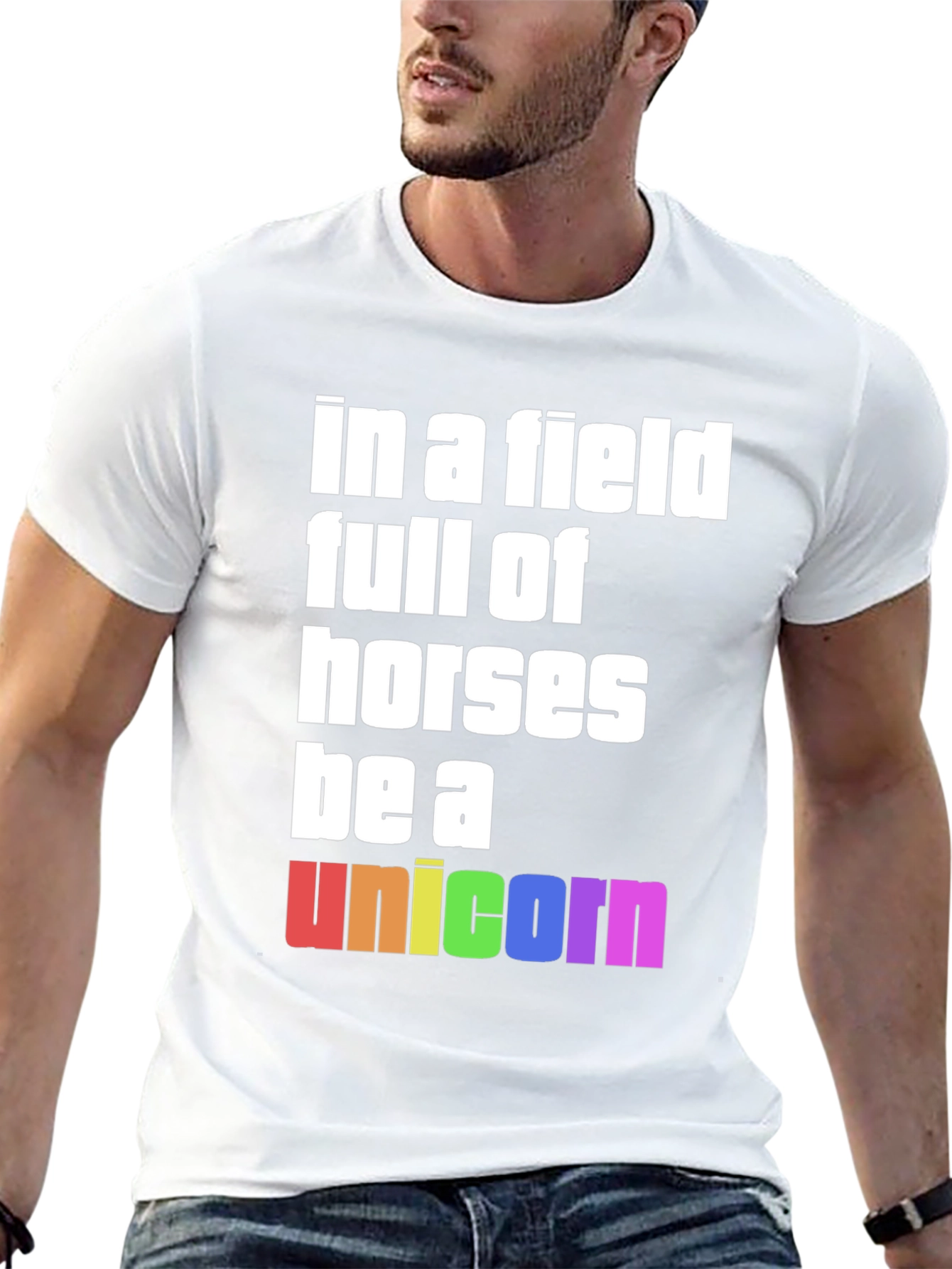 Be A Unicorn Rainbow Graphic T-Shirt