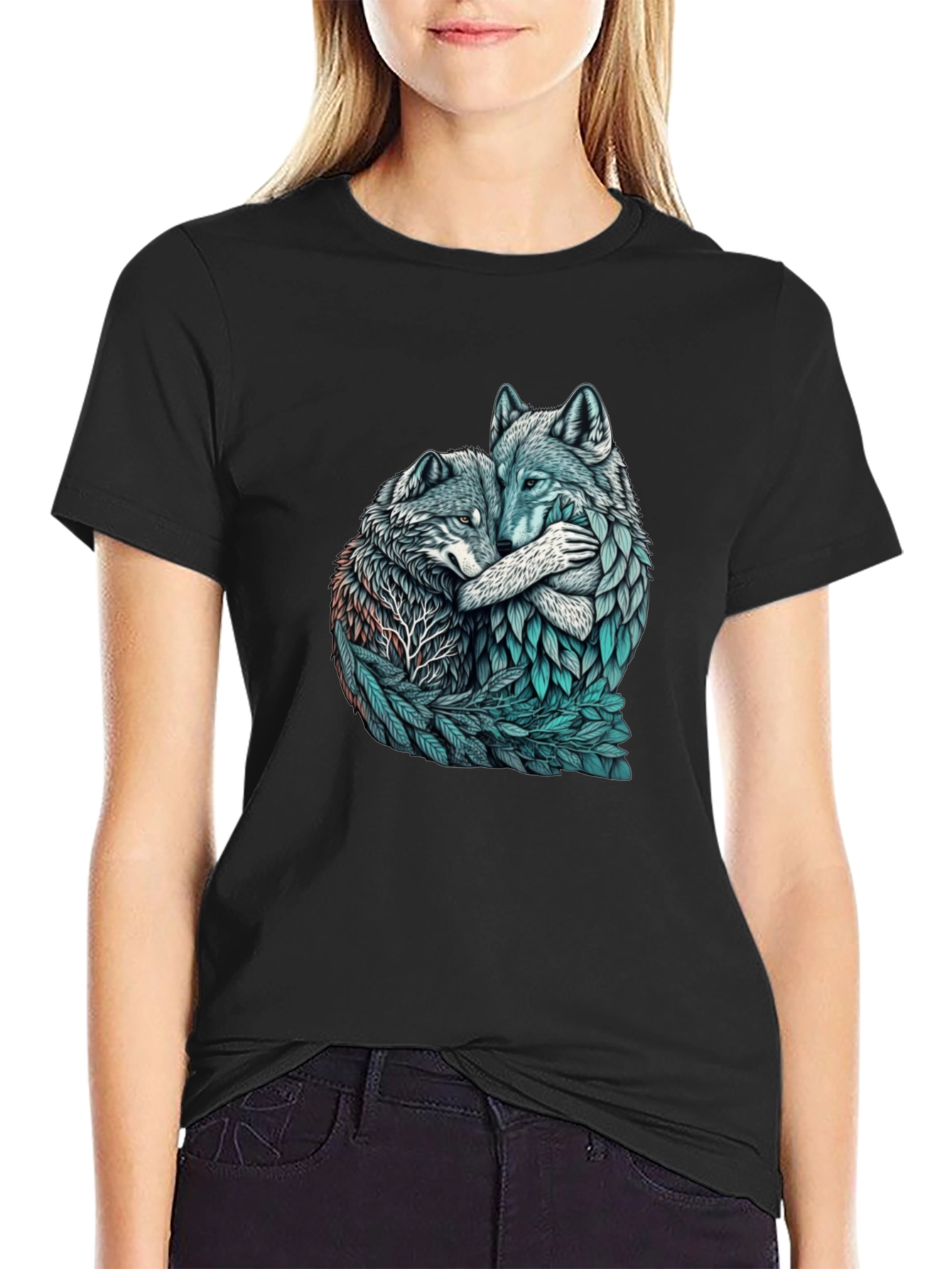 Wolf Embrace Graphic Tee - Nature Lovers Shirt