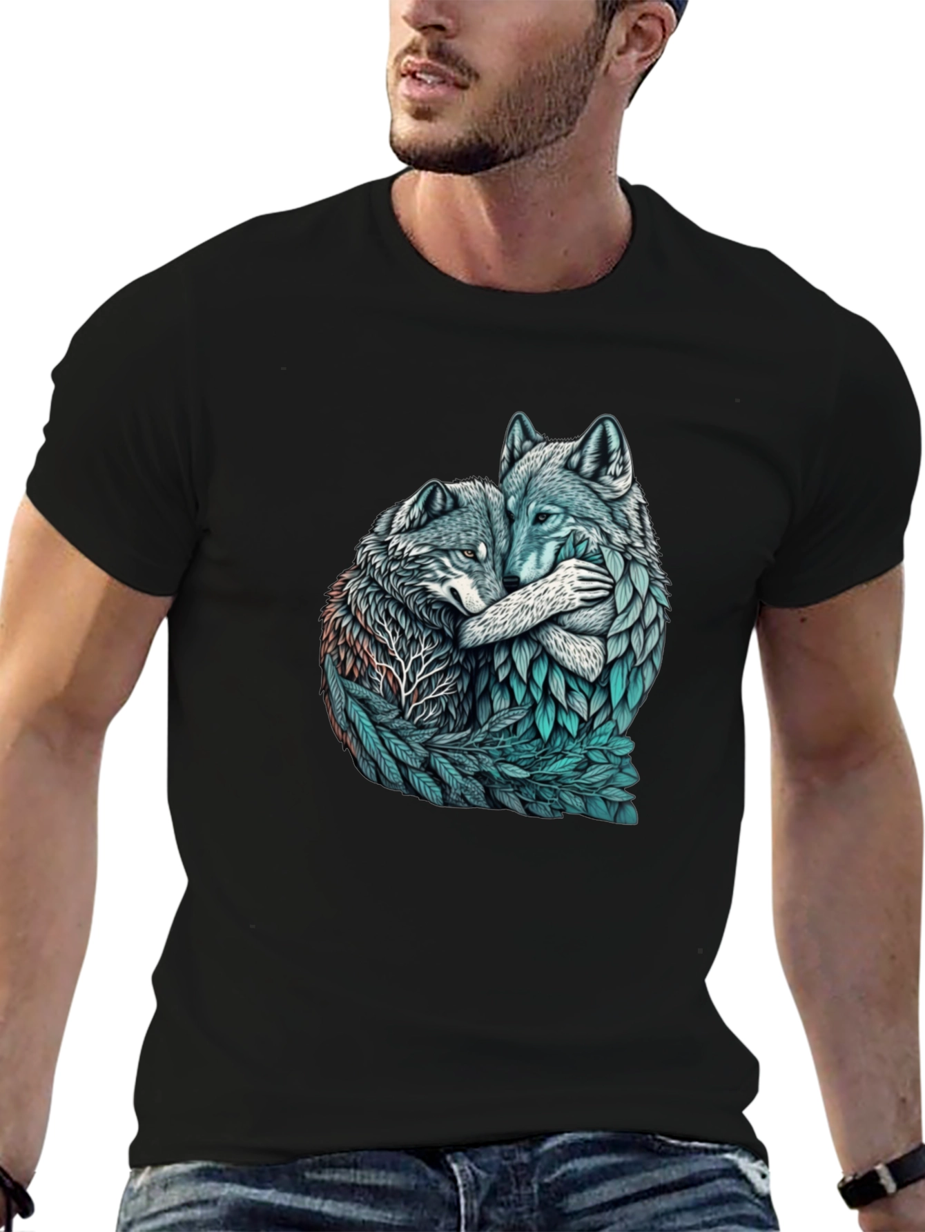 Wolf Embrace Graphic Tee - Nature Lovers Shirt