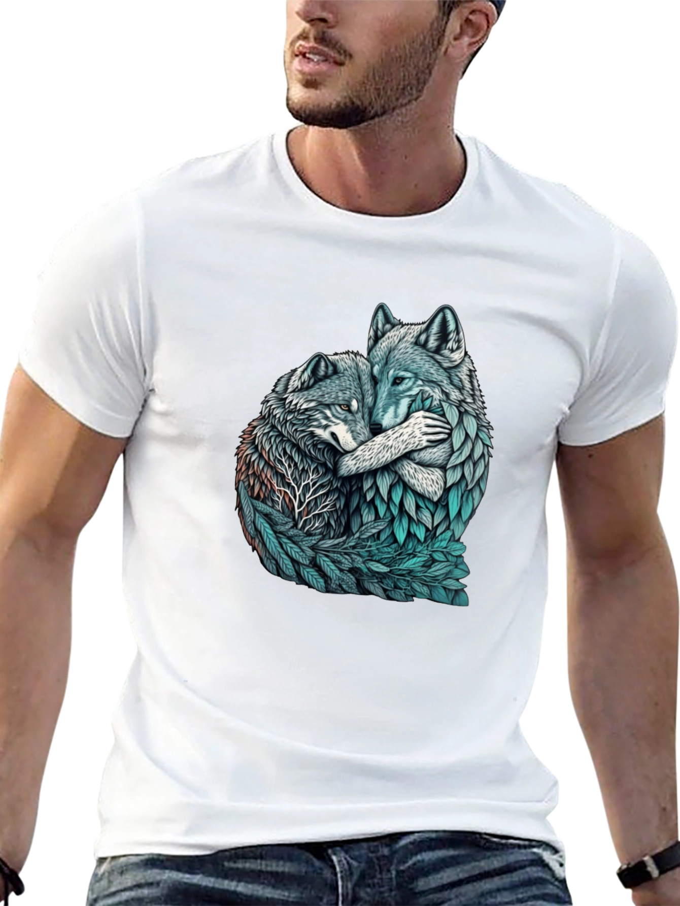 Wolf Embrace Graphic Tee - Nature Lovers Shirt