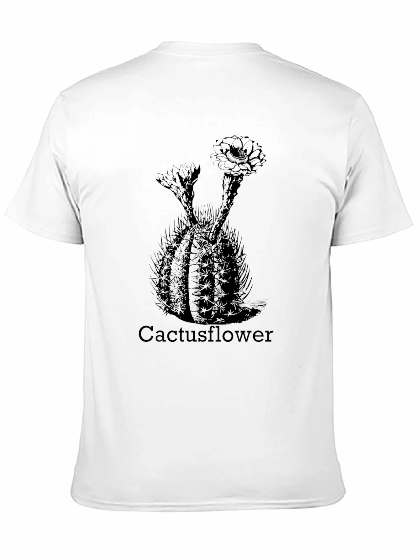 Cactus Flower Print Black T-Shirt