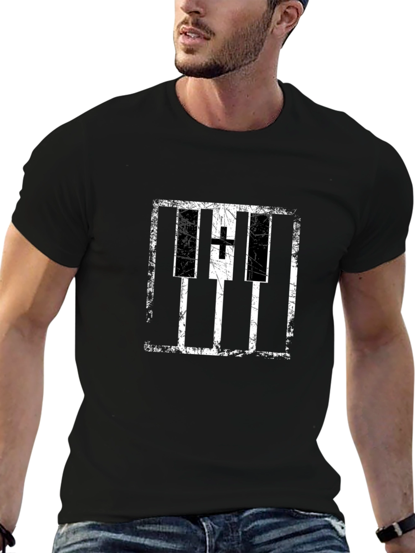 Grunge Piano Keyboard T-Shirt - Musical Style