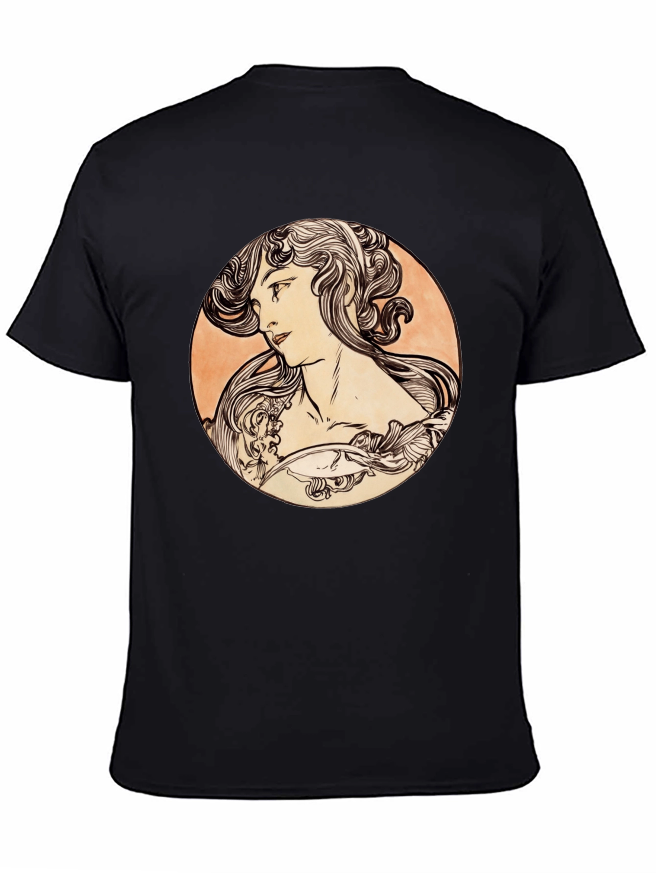 Art Nouveau Woman Black T-Shirt