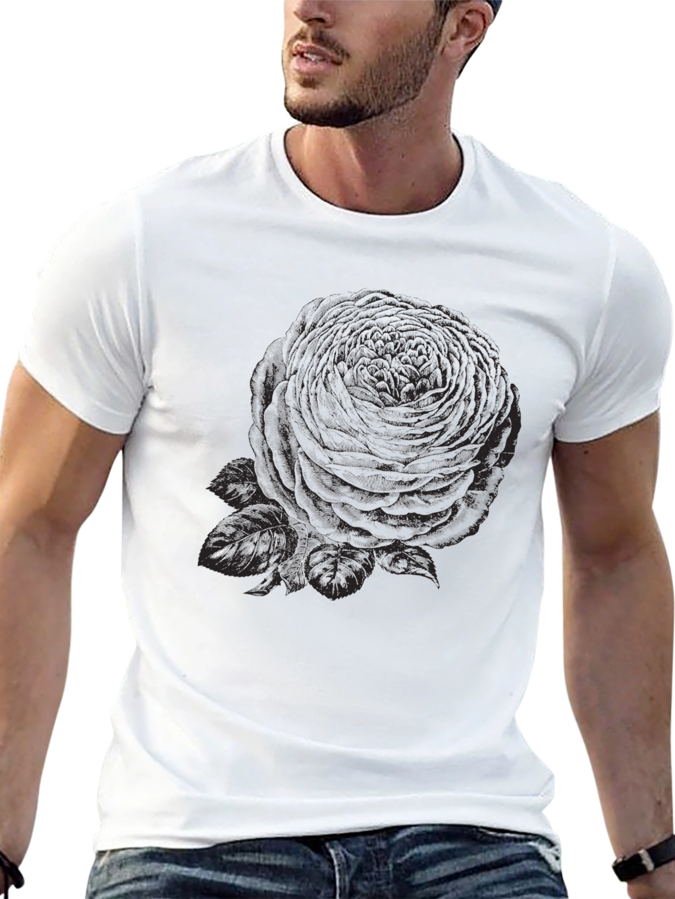 Black Rose Graphic Tee - Mens Casual Style