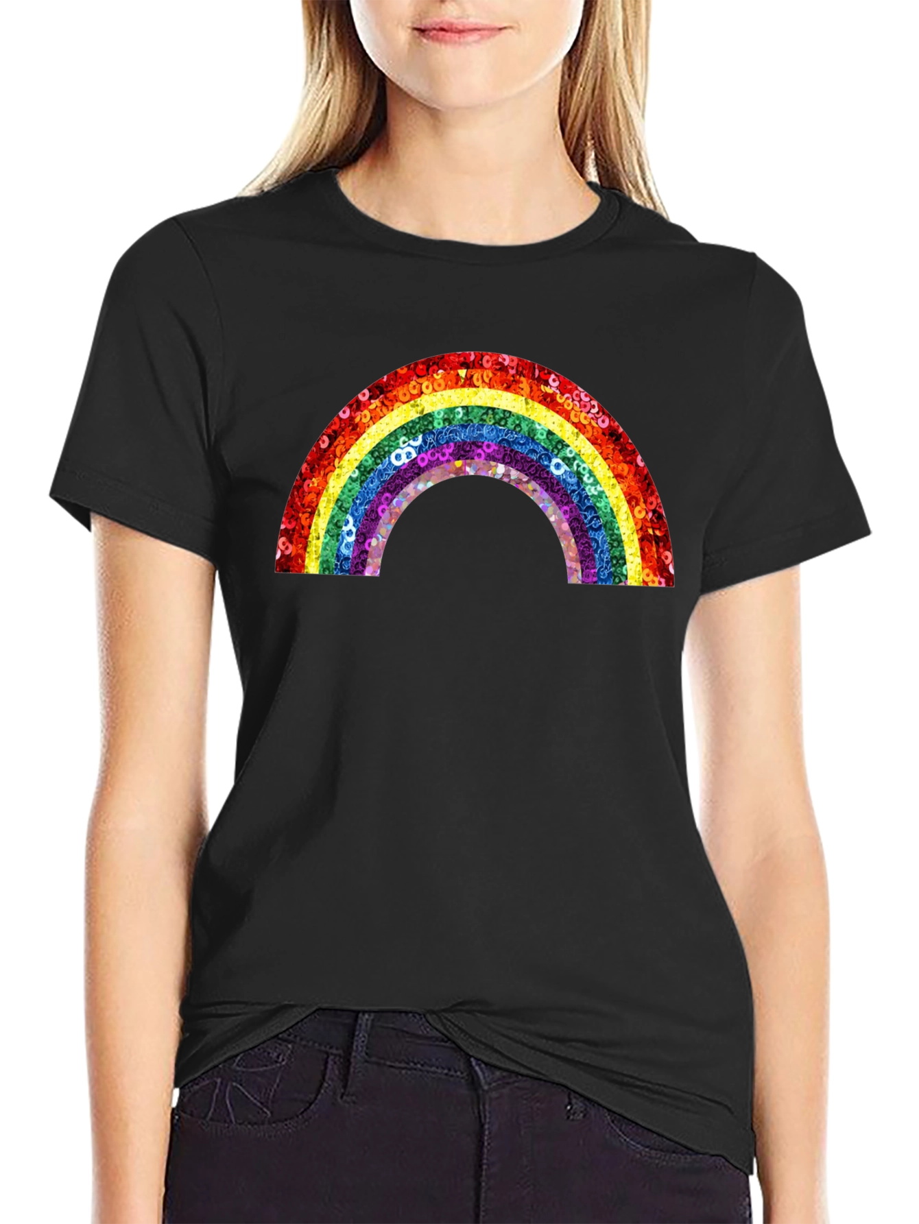 Rainbow Sequin Graphic Tee - Unisex