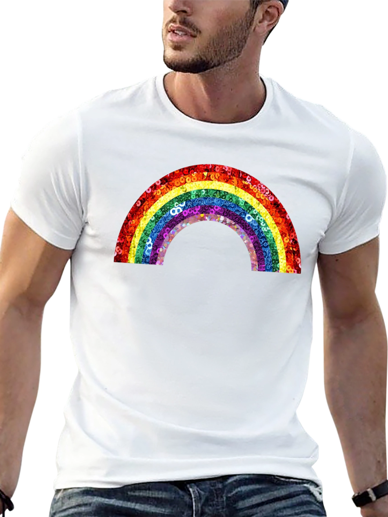 Rainbow Sequin Graphic Tee - Unisex