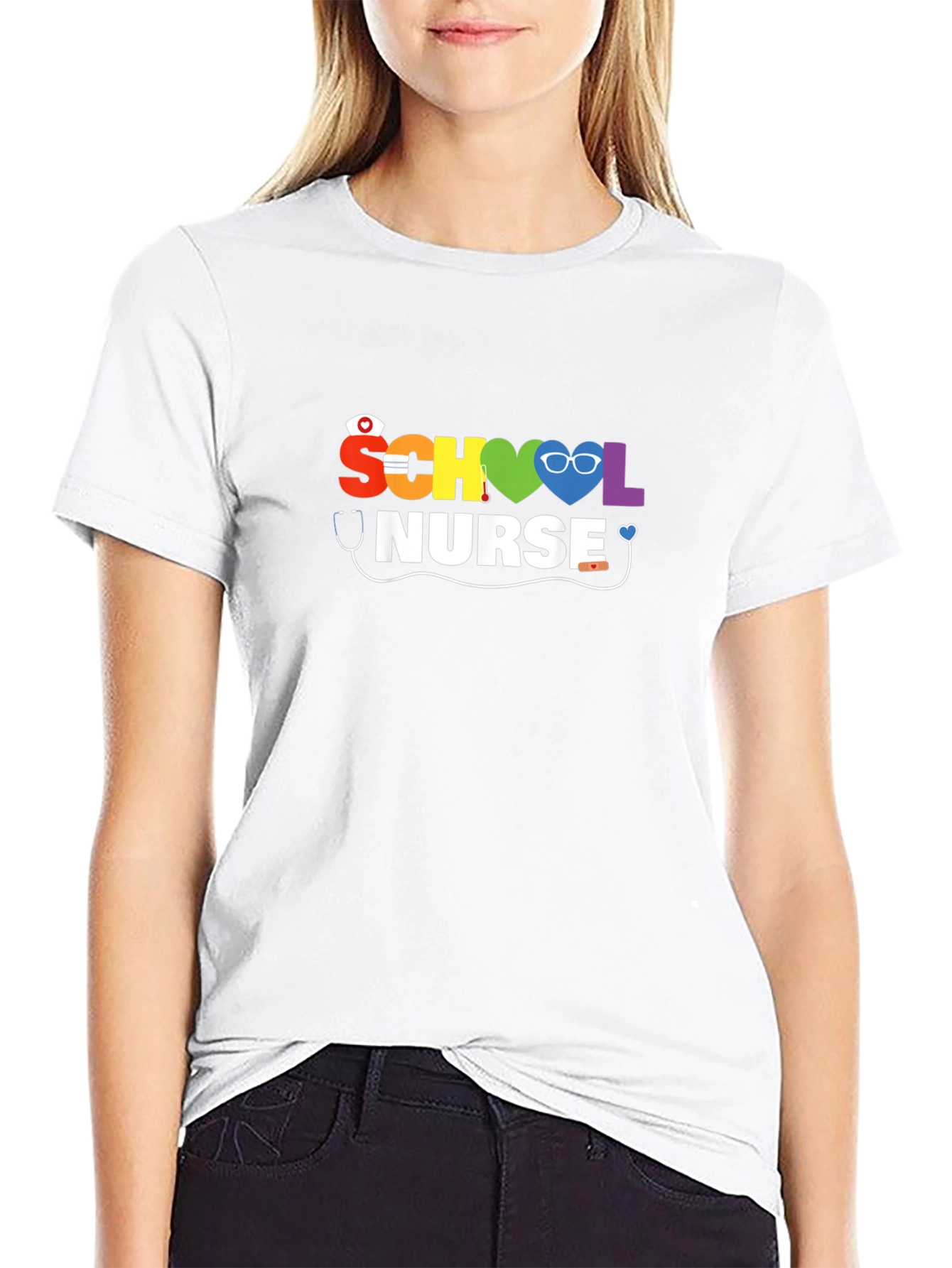 School Nurse Rainbow Graphic T-Shirt