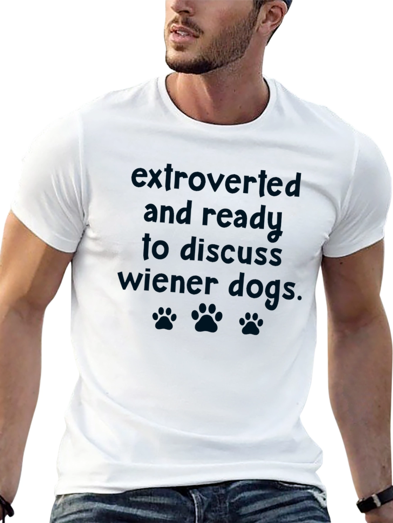 Extroverted Wiener Dog Graphic Tee - Novelty T-Shirt