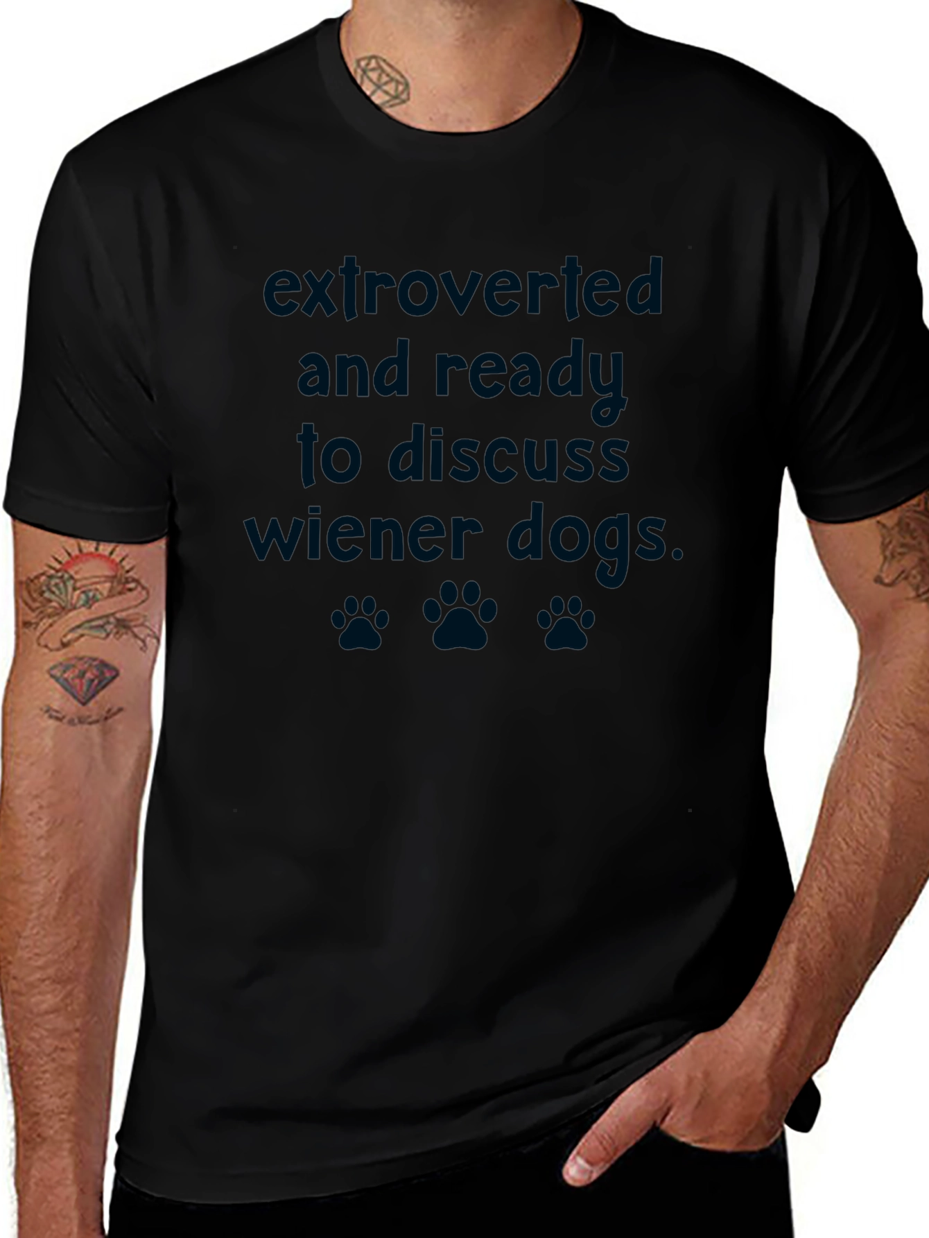 Extroverted Wiener Dog Graphic Tee - Novelty T-Shirt
