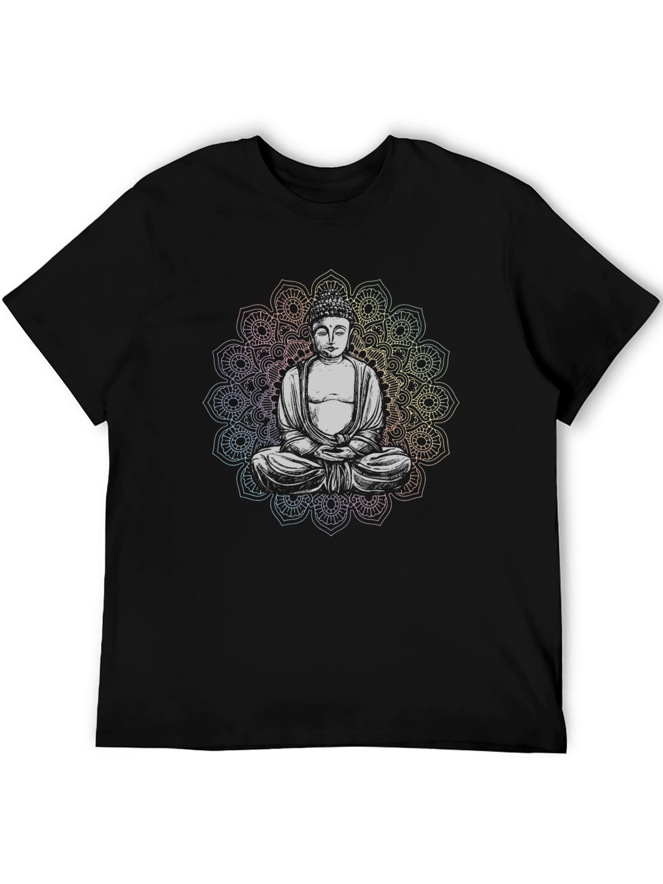 Buddha Mandala Graphic Black T-Shirt