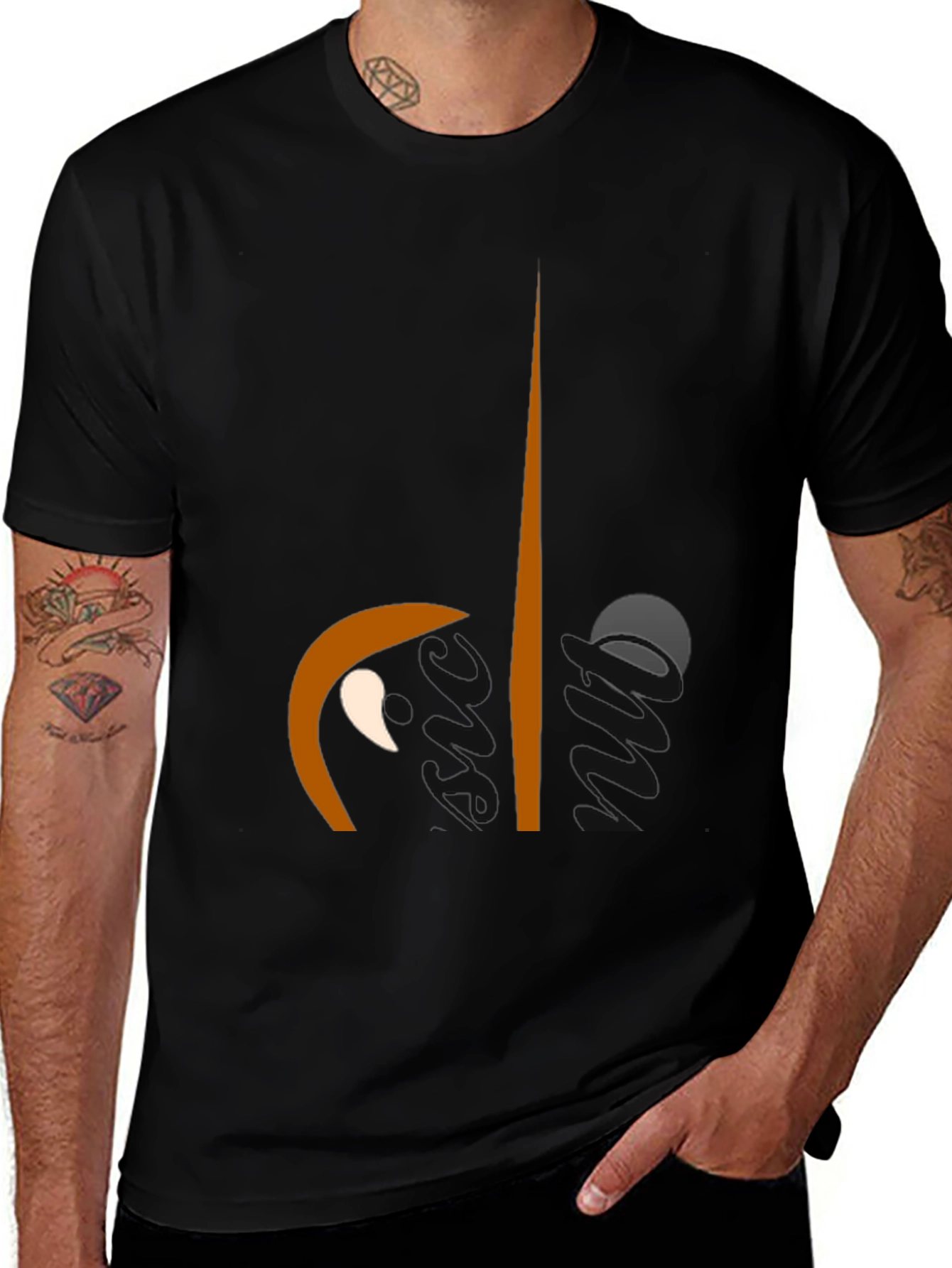 Abstract Face Graphic Black Tee