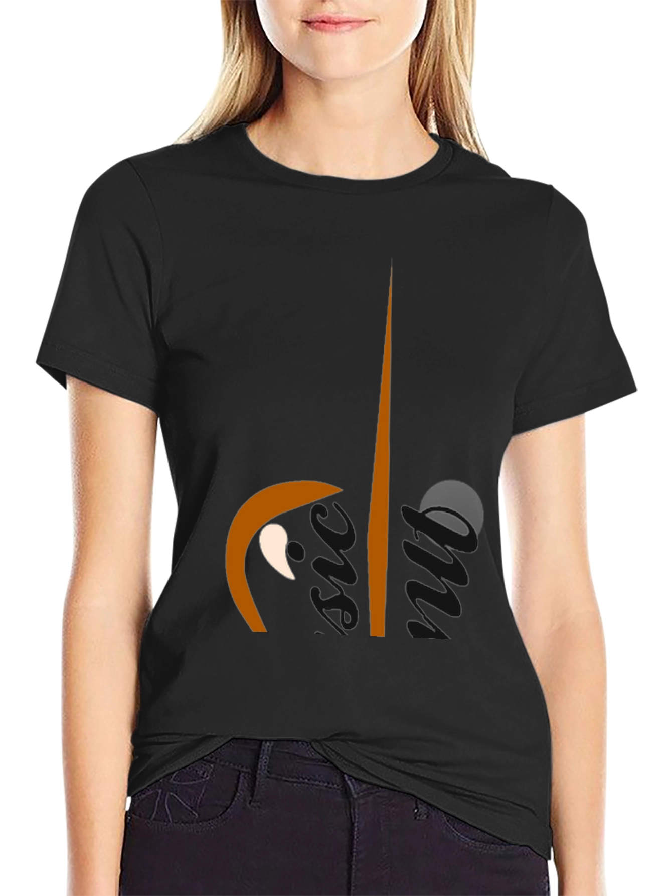 Abstract Face Graphic Black Tee