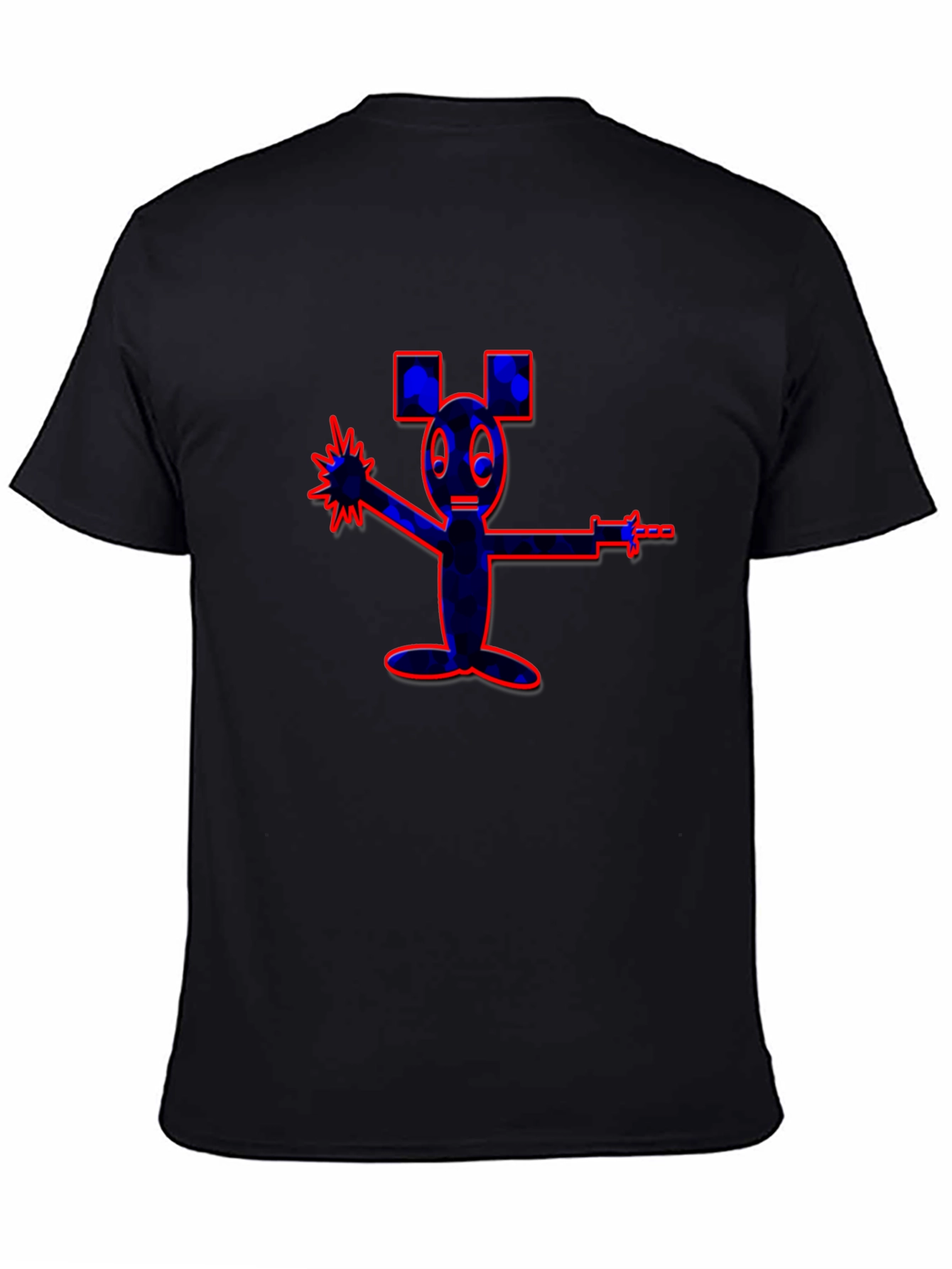 Unique Cartoon Graphic Black T-Shirt