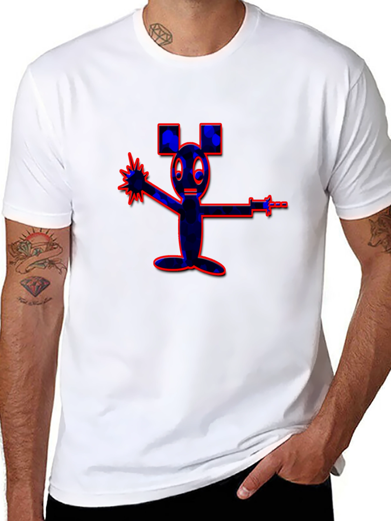 Unique Cartoon Graphic Black T-Shirt