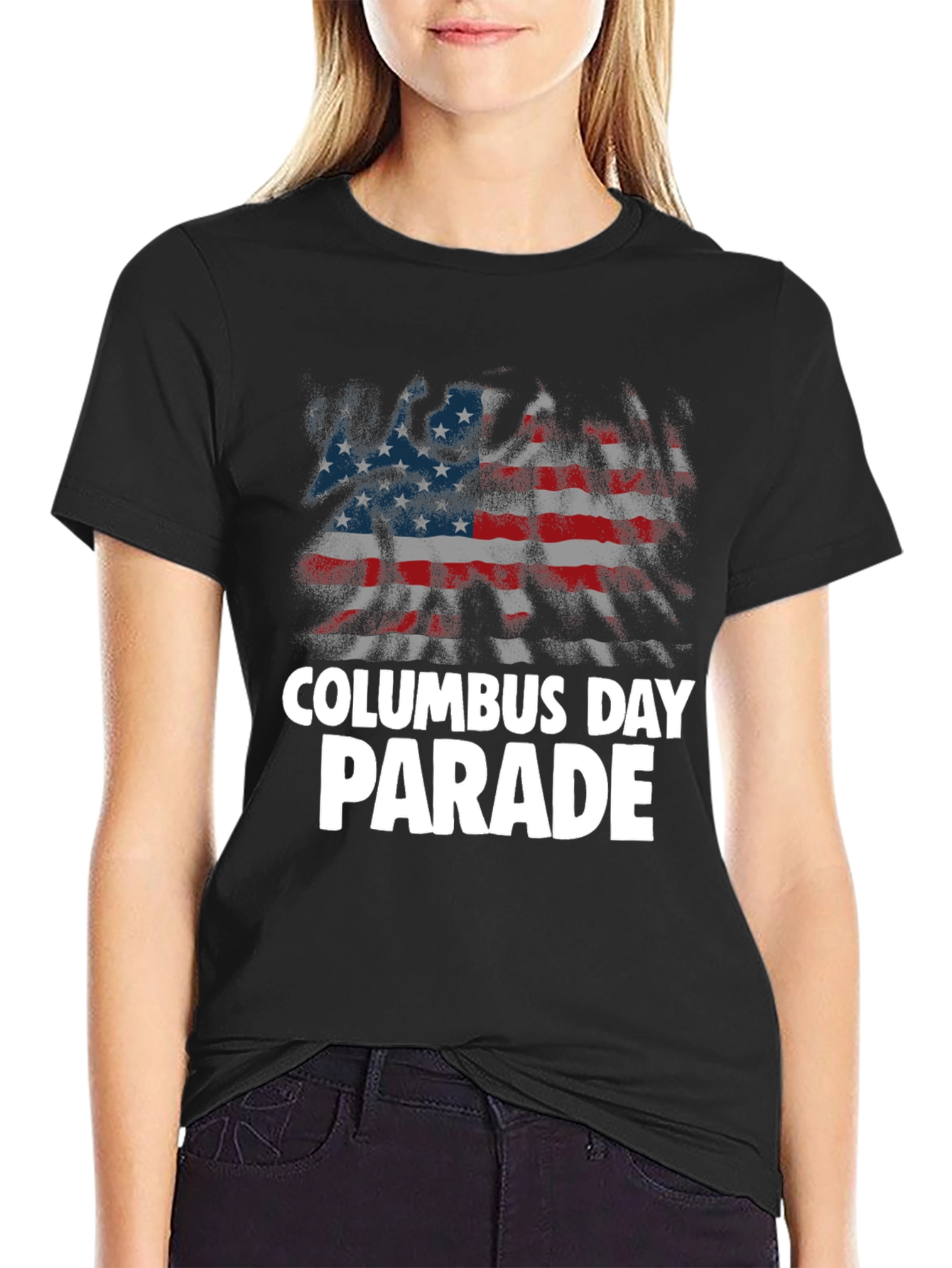 Columbus Day Parade Tee - Patriotic American Flag T-Shirt
