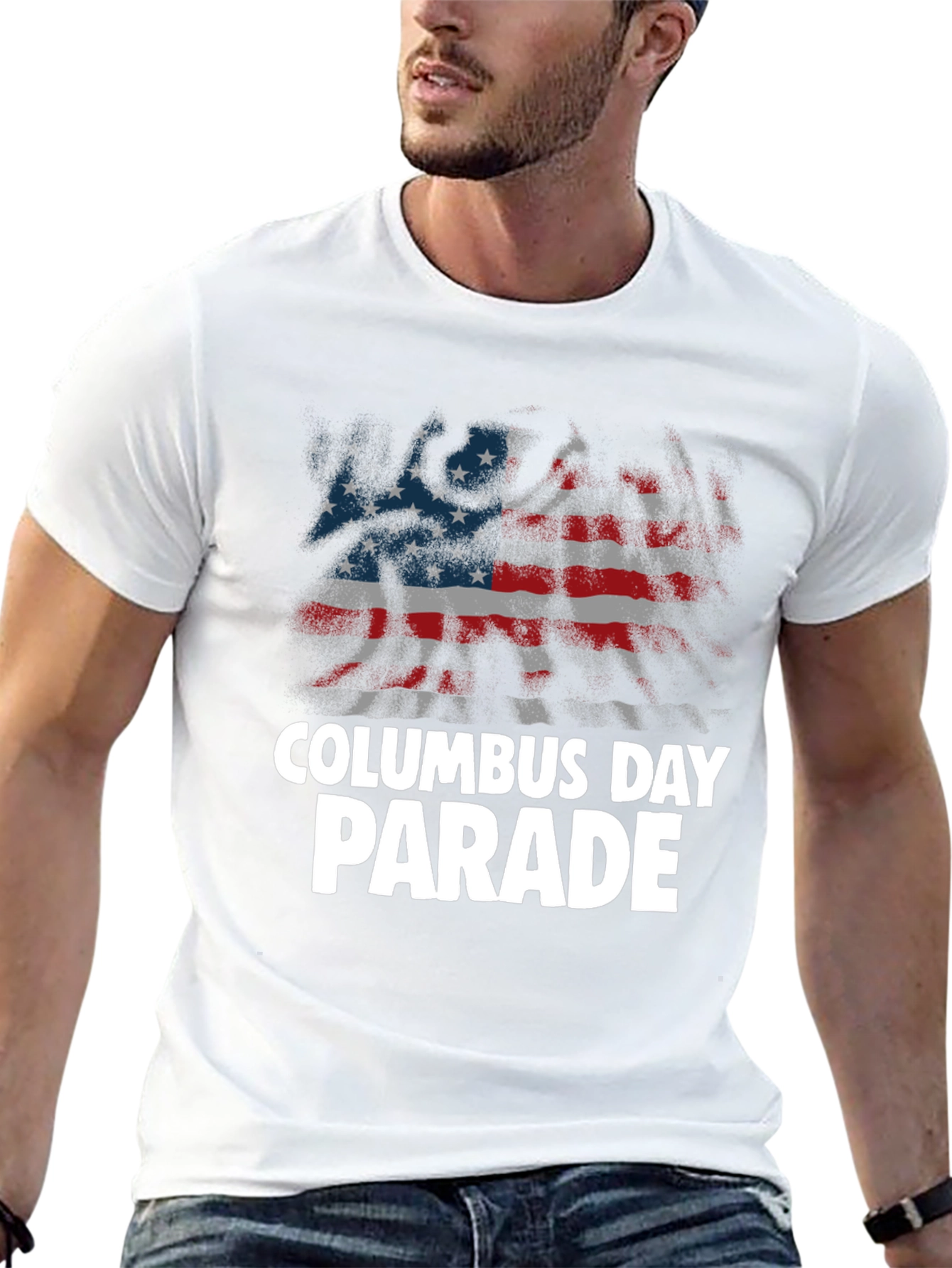 Columbus Day Parade Tee - Patriotic American Flag T-Shirt
