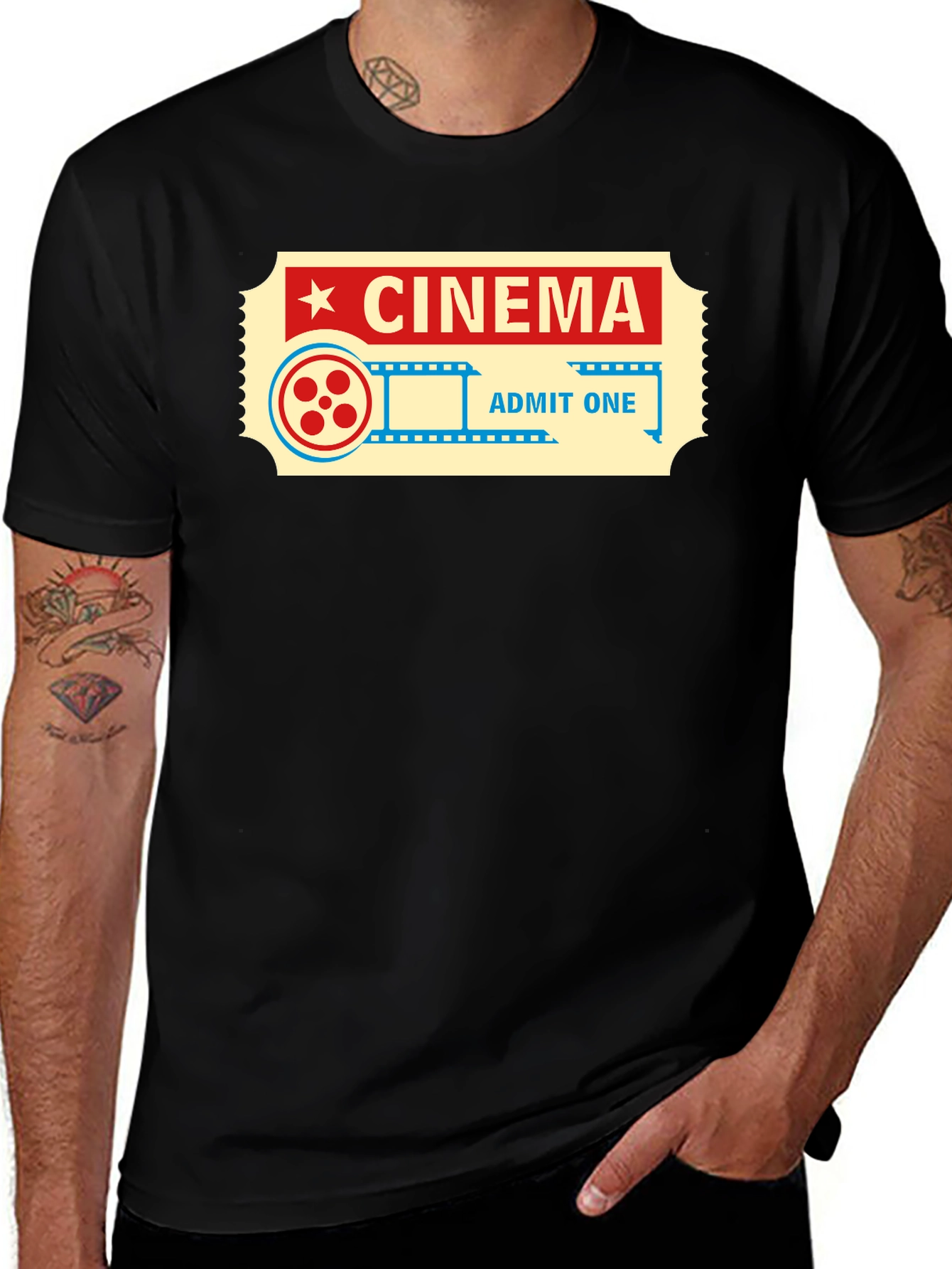 Cinema Ticket Graphic Tee - Retro Movie Lover Shirt