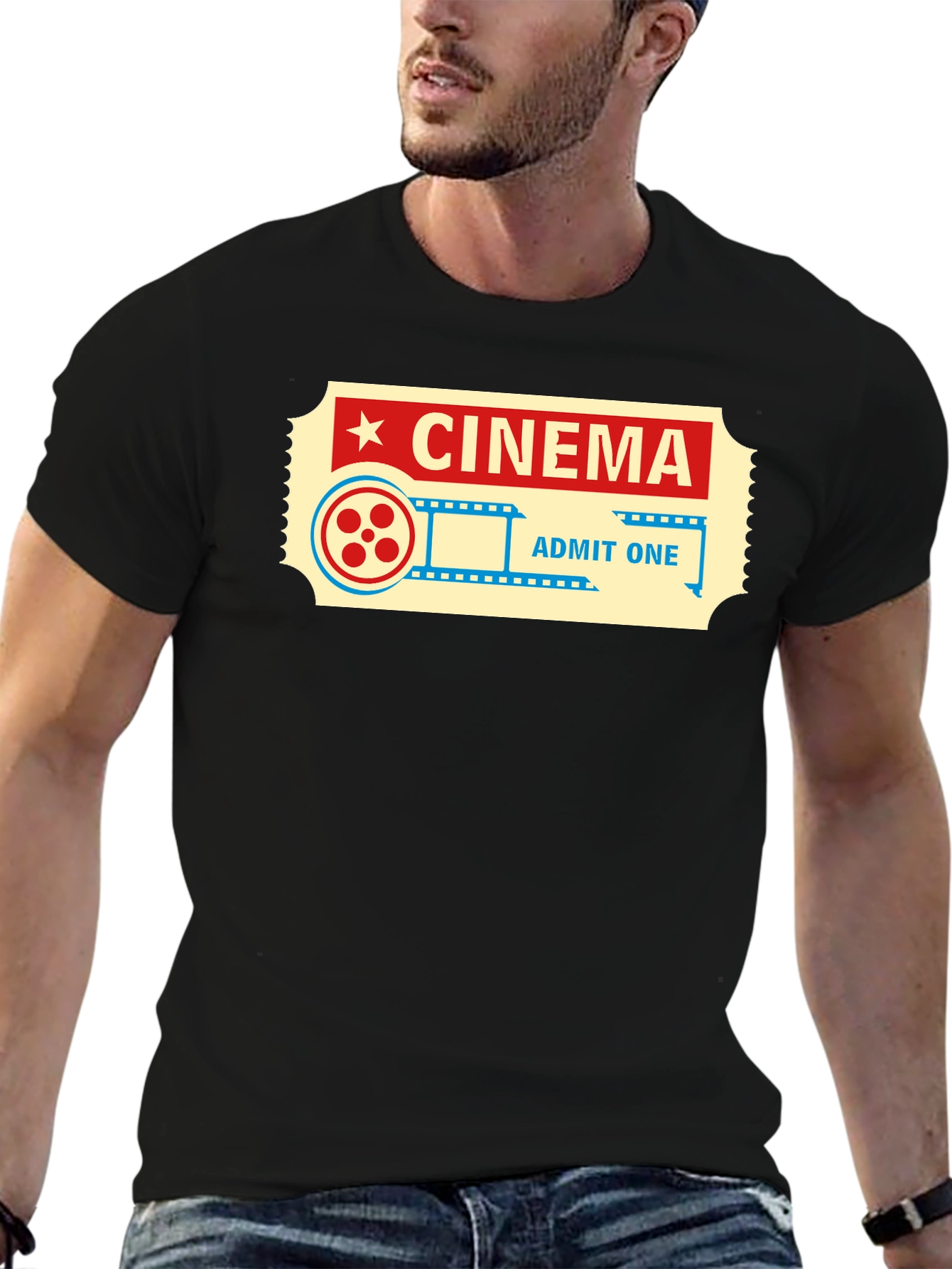 Cinema Ticket Graphic Tee - Retro Movie Lover Shirt