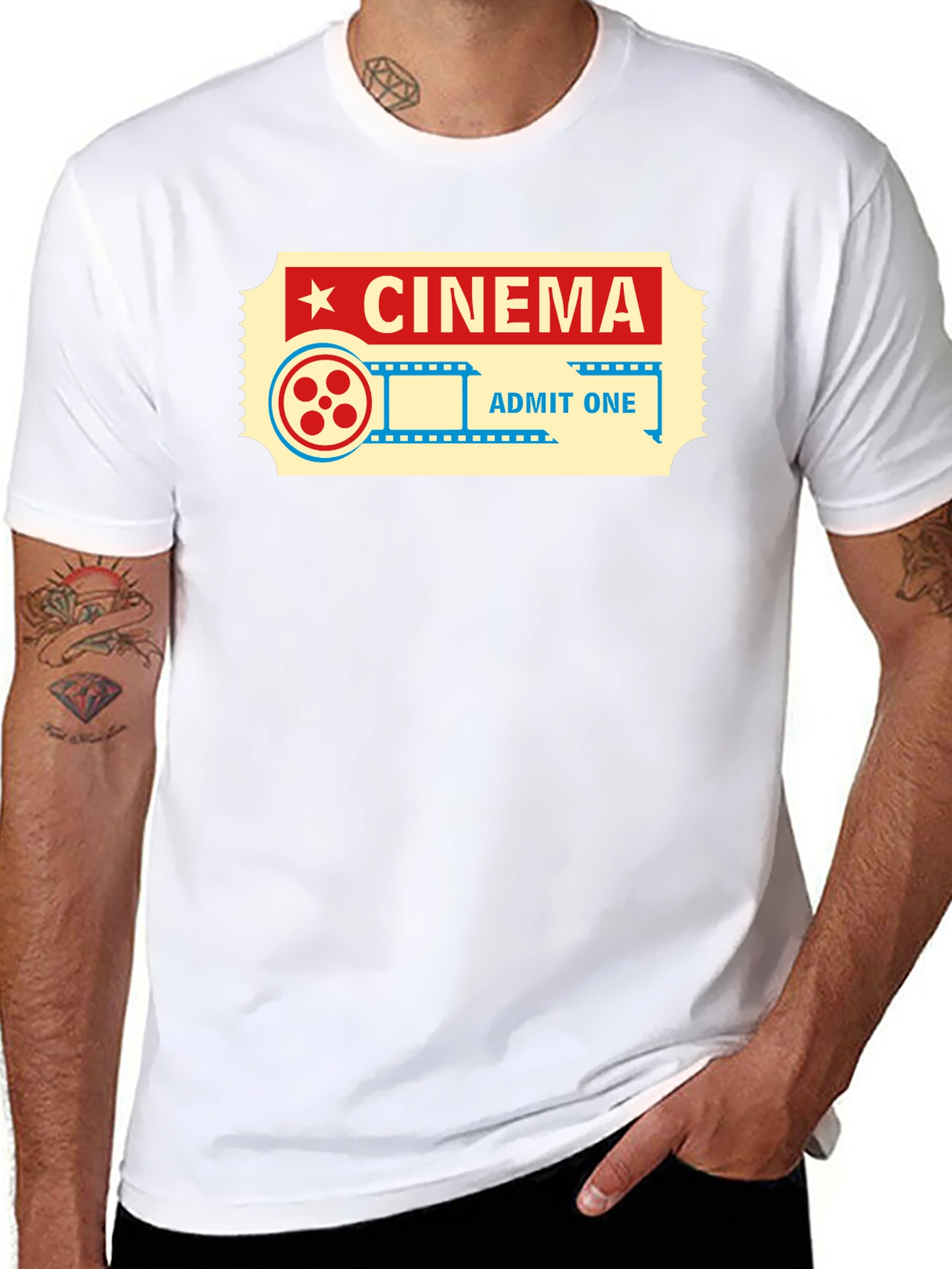 Cinema Ticket Graphic Tee - Retro Movie Lover Shirt
