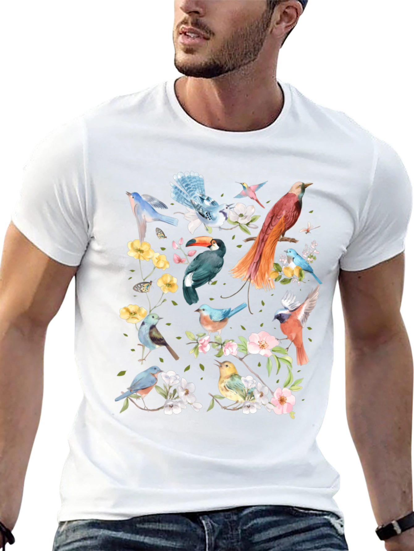 Floral Birds Graphic T-Shirt