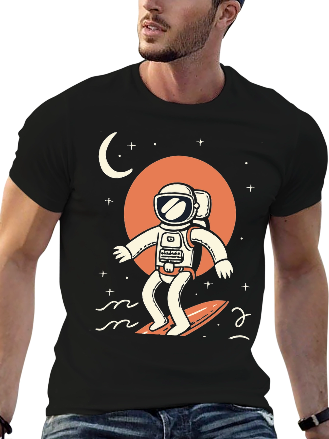 Surfing Astronaut Graphic T-Shirt
