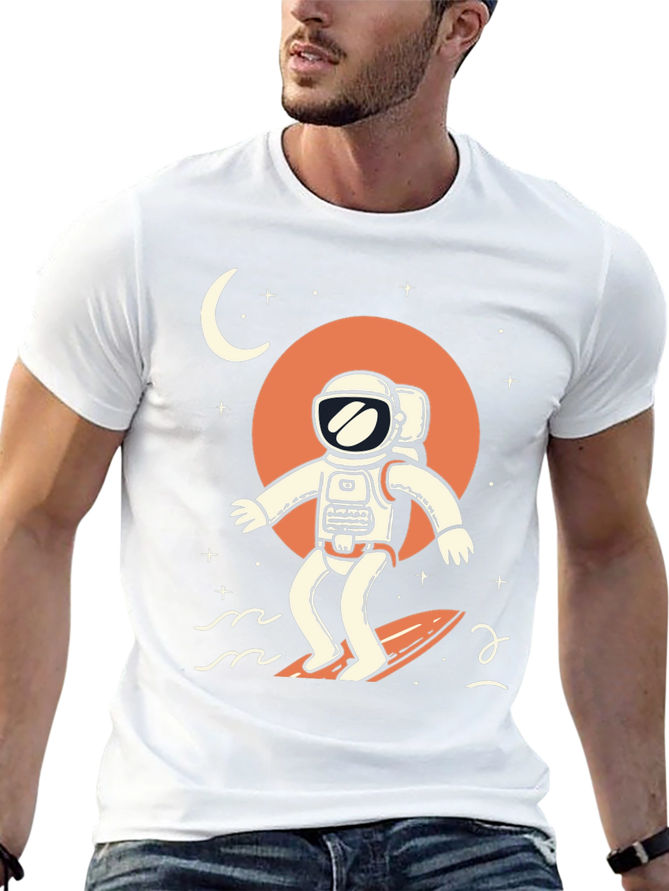 Surfing Astronaut Graphic T-Shirt