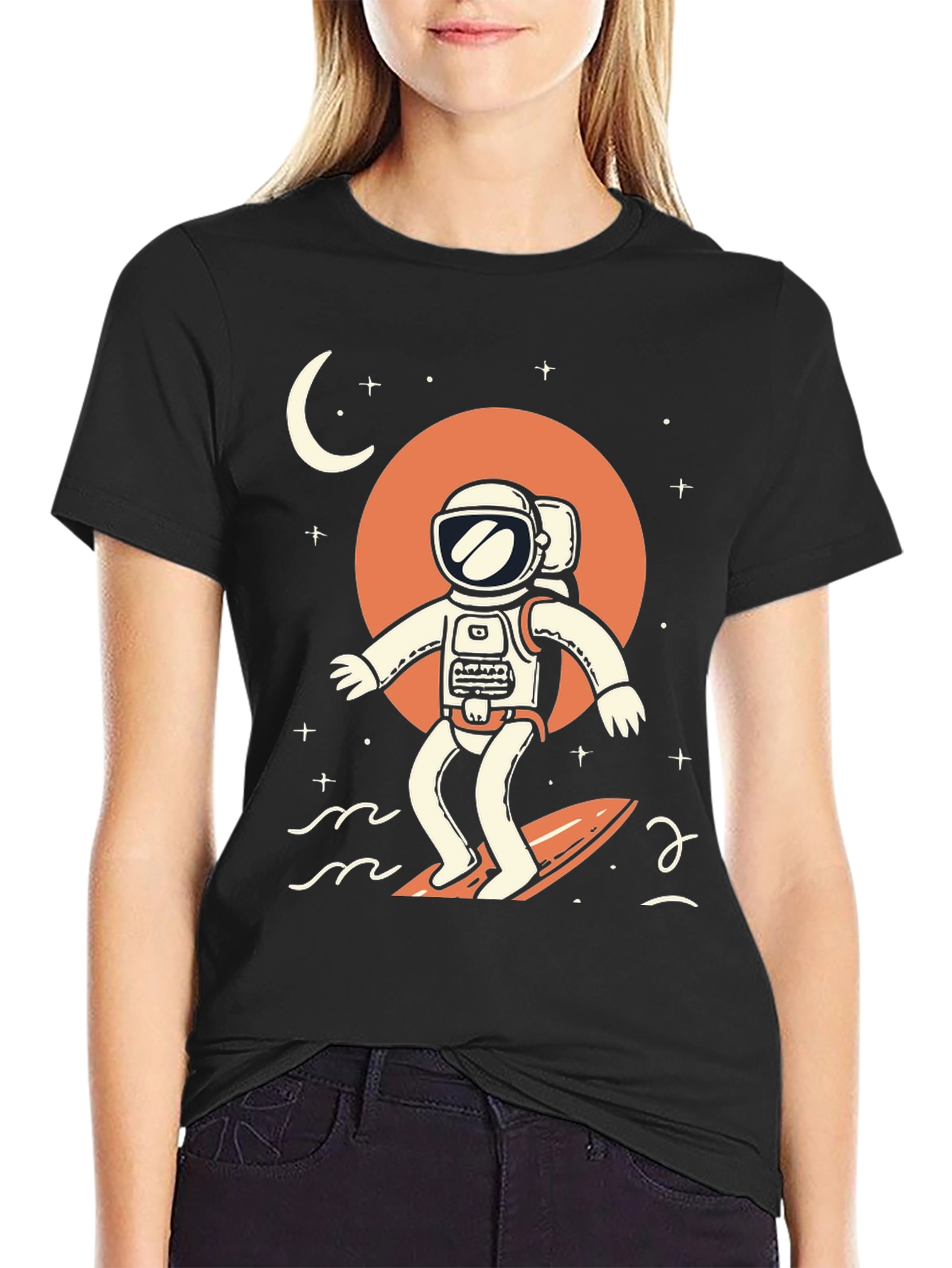 Surfing Astronaut Graphic T-Shirt
