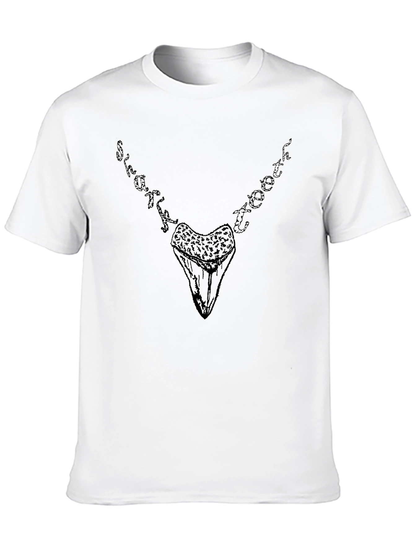 Shark Tooth Necklace T-Shirt - Black Cotton Tee