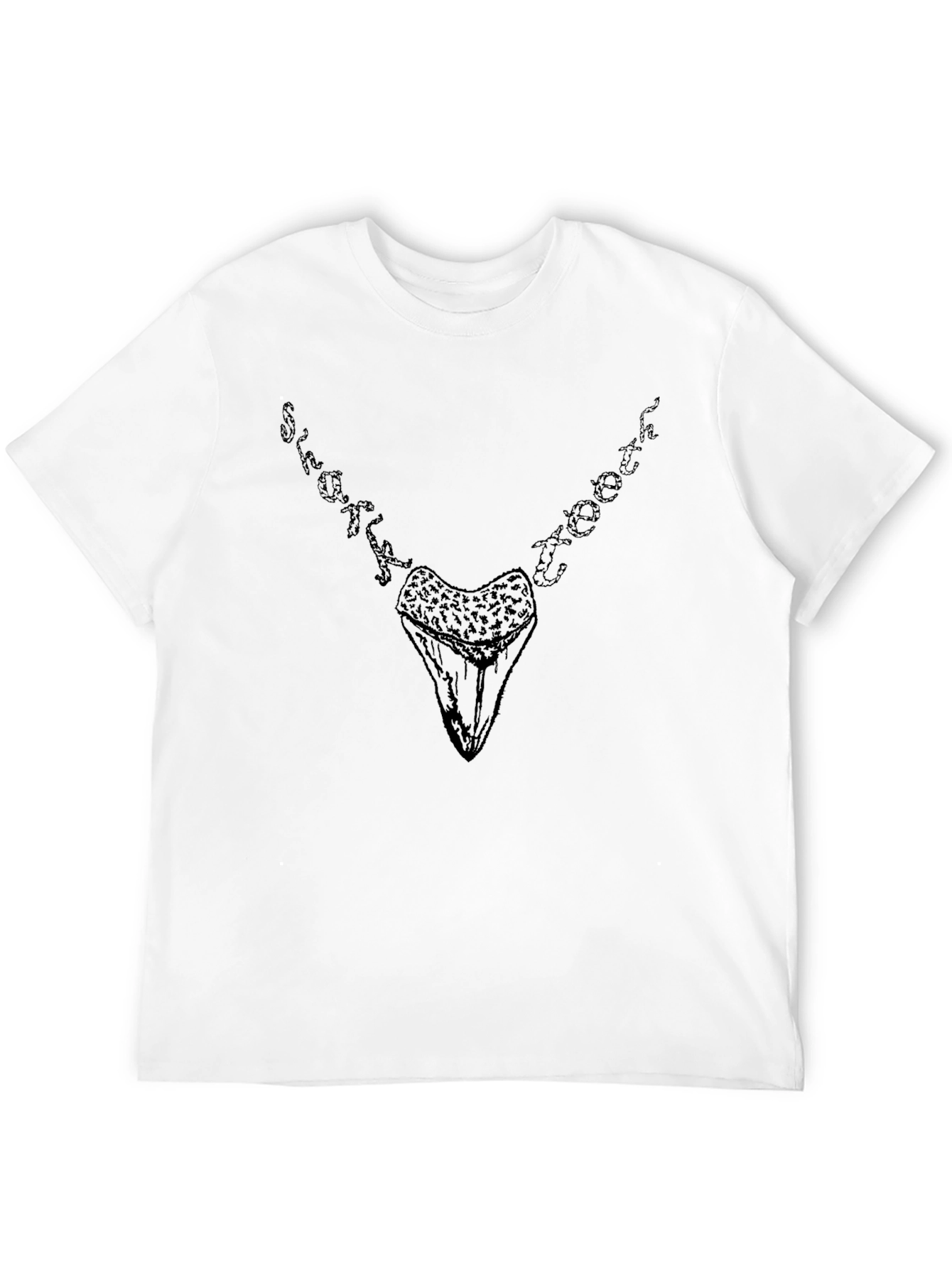 Shark Tooth Necklace T-Shirt - Black Cotton Tee
