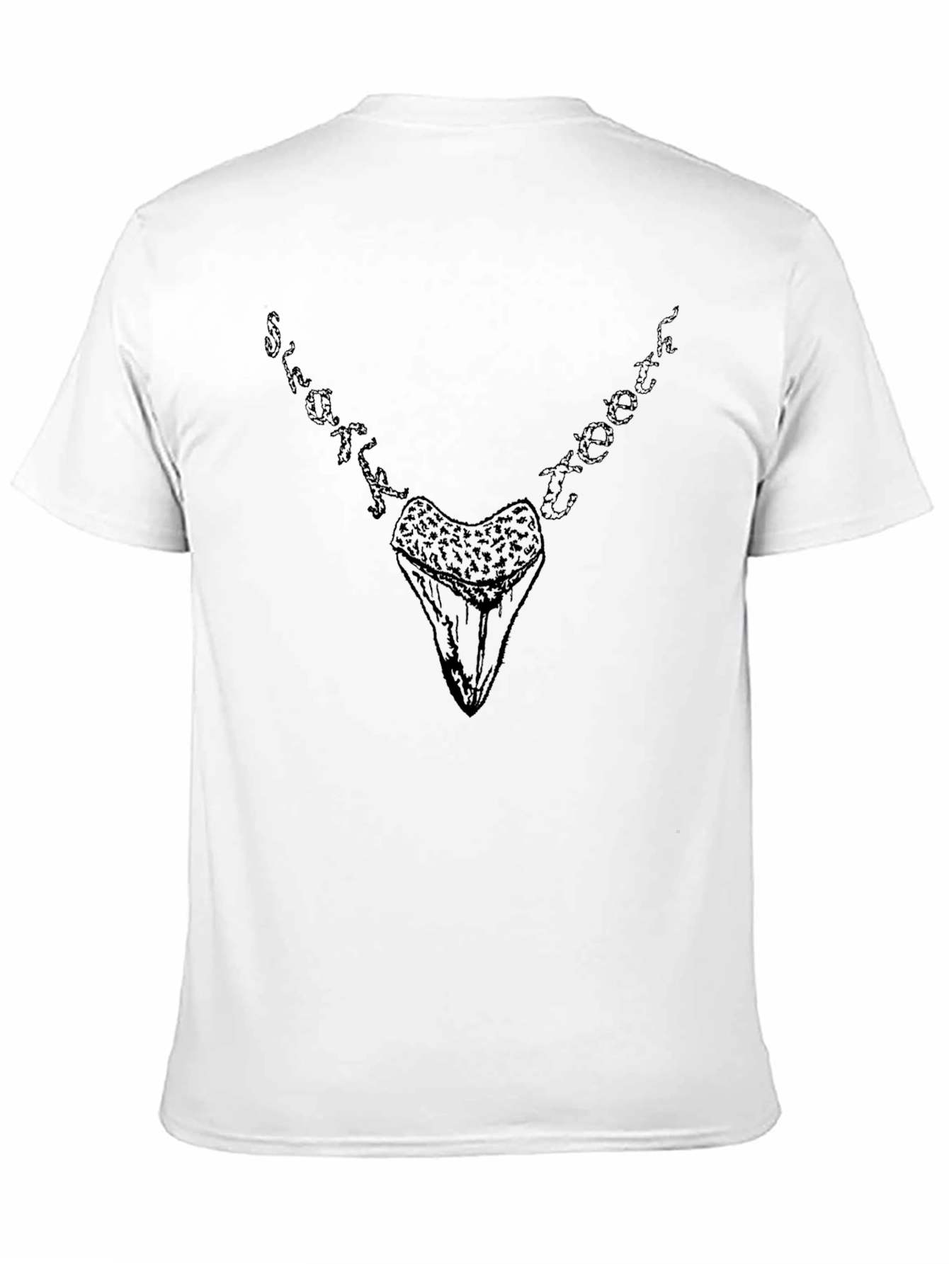 Shark Tooth Necklace T-Shirt - Black Cotton Tee