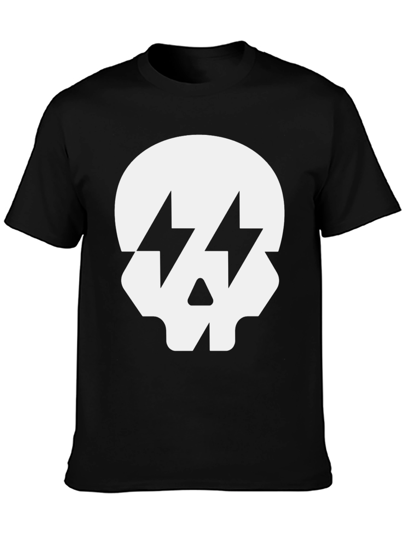 Skull with Lightning Bolt Eyes Black T-Shirt