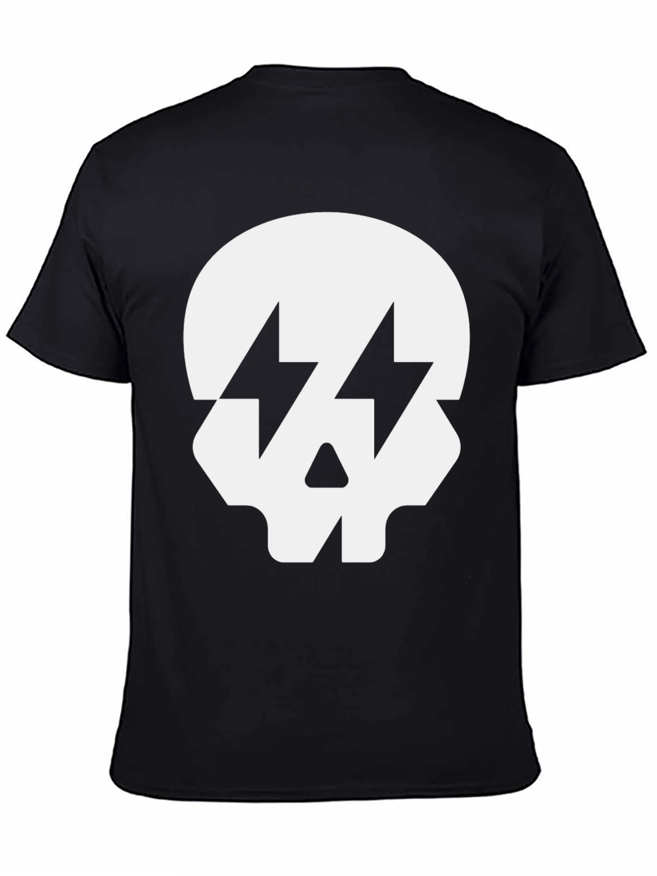 Skull with Lightning Bolt Eyes Black T-Shirt