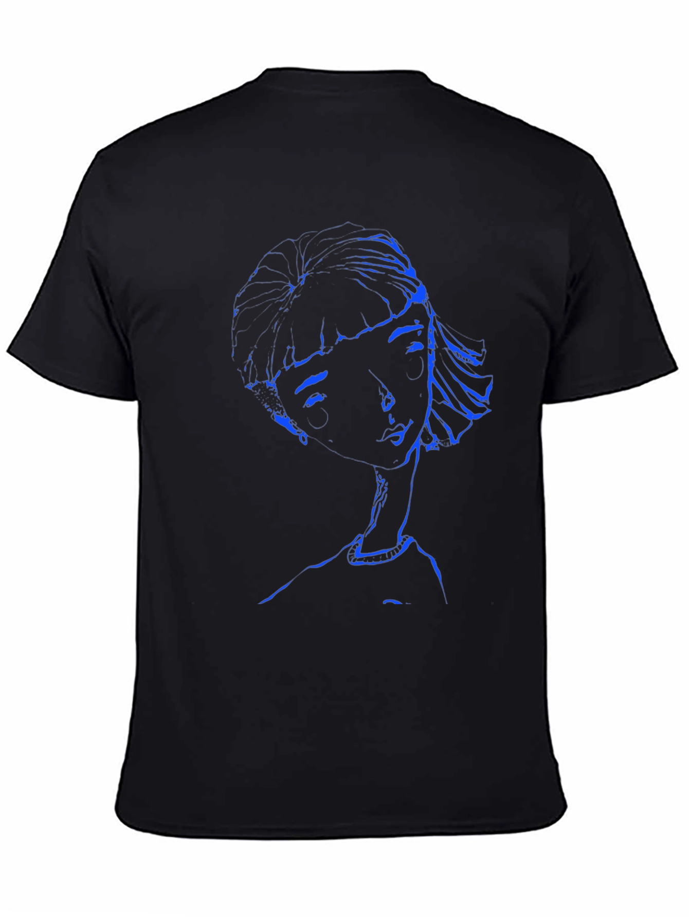 Abstract Blue Woman Graphic Black T-Shirt