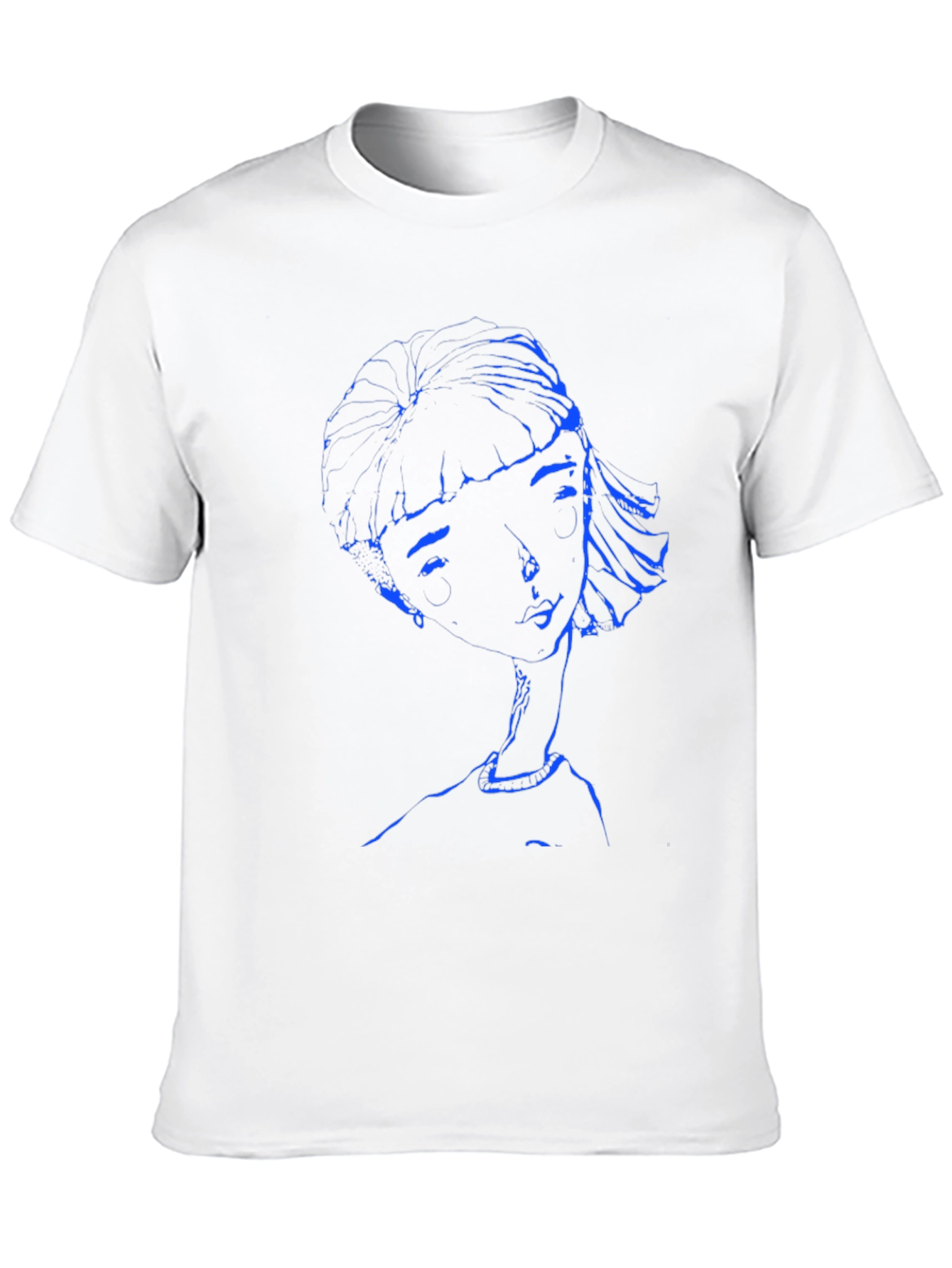 Abstract Blue Woman Graphic Black T-Shirt
