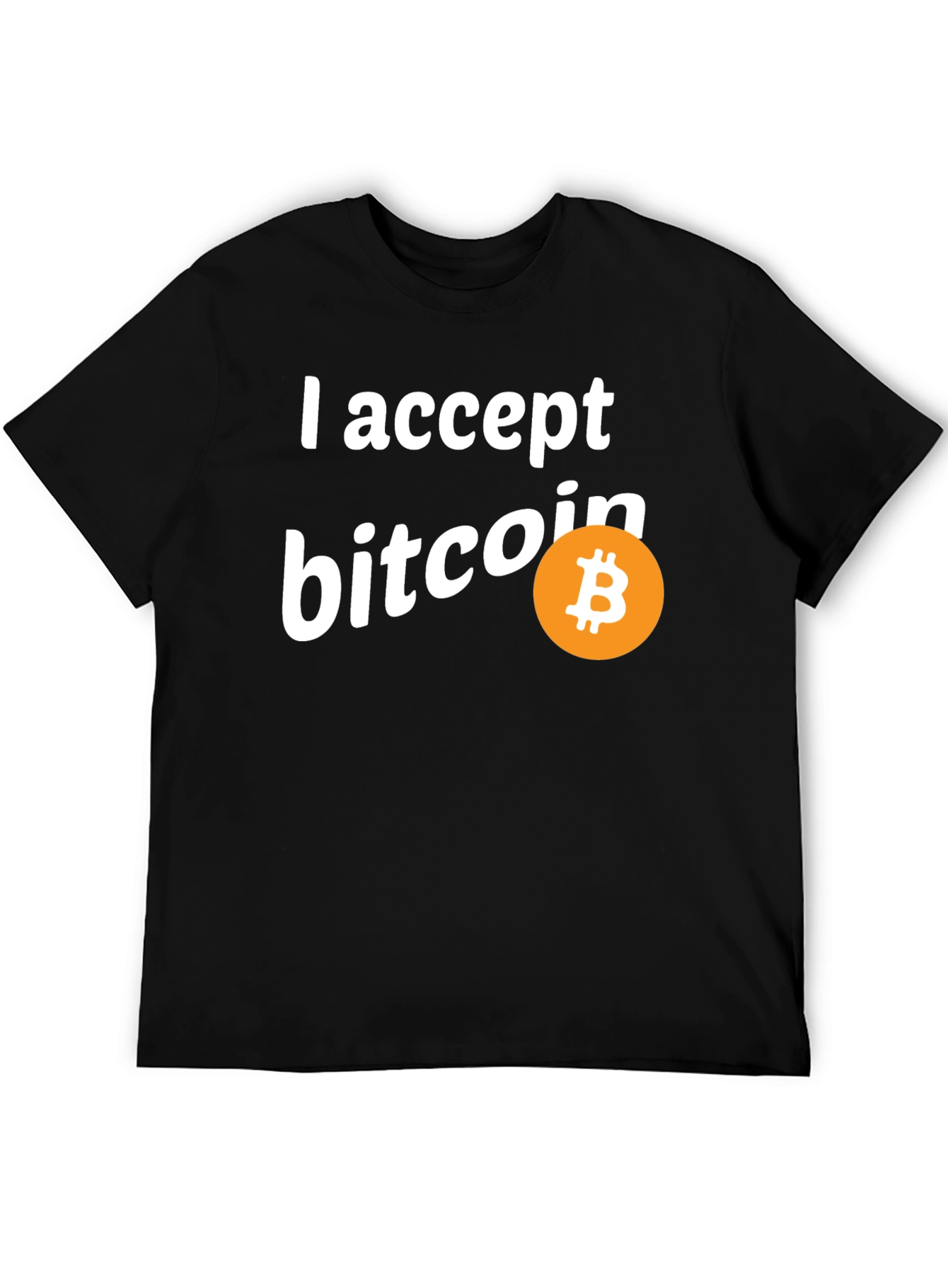 I Accept Bitcoin Black T-Shirt Crypto Currency Tee