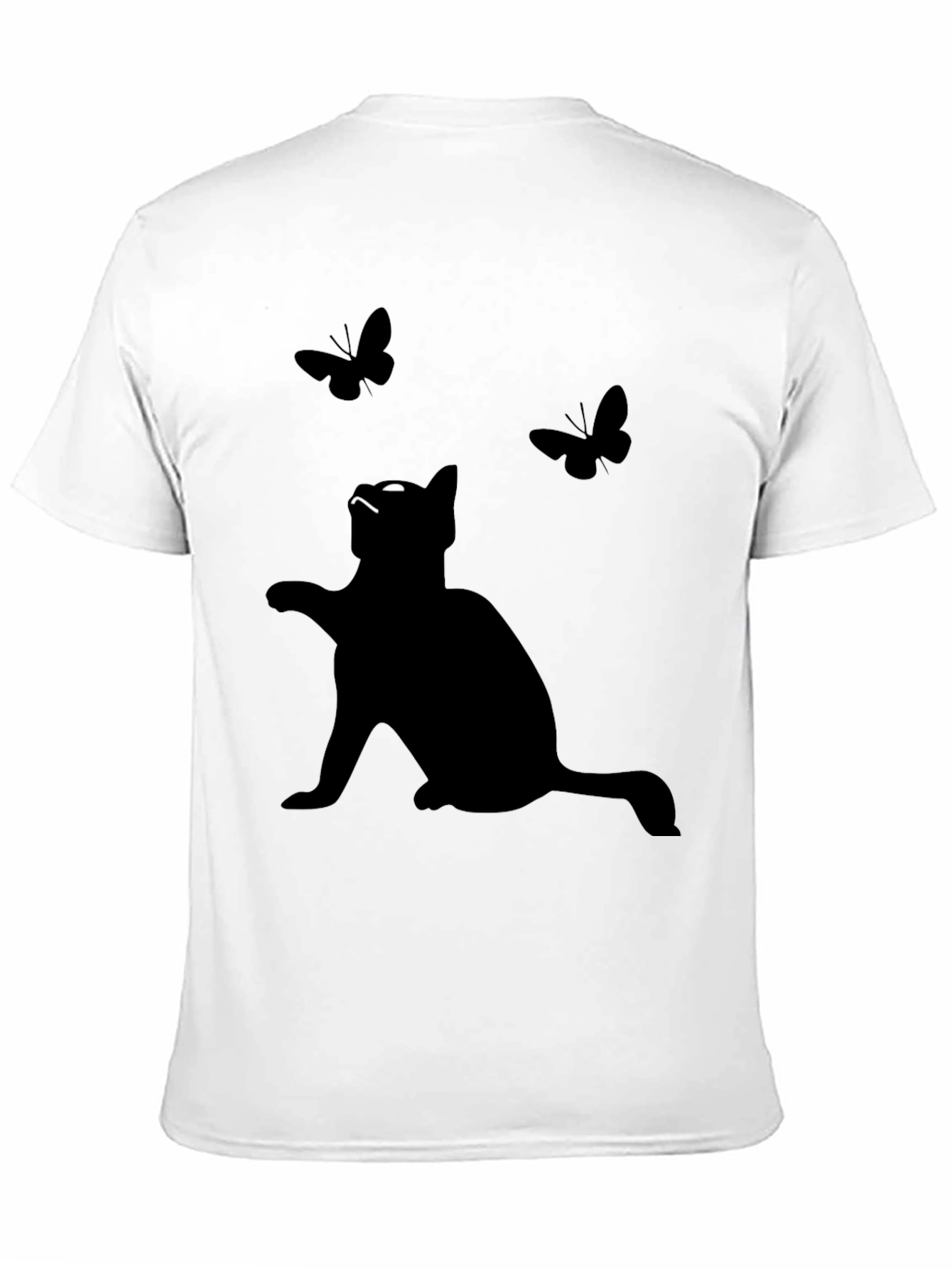 Cat & Butterfly Graphic Tee - Mens Black T-Shirt