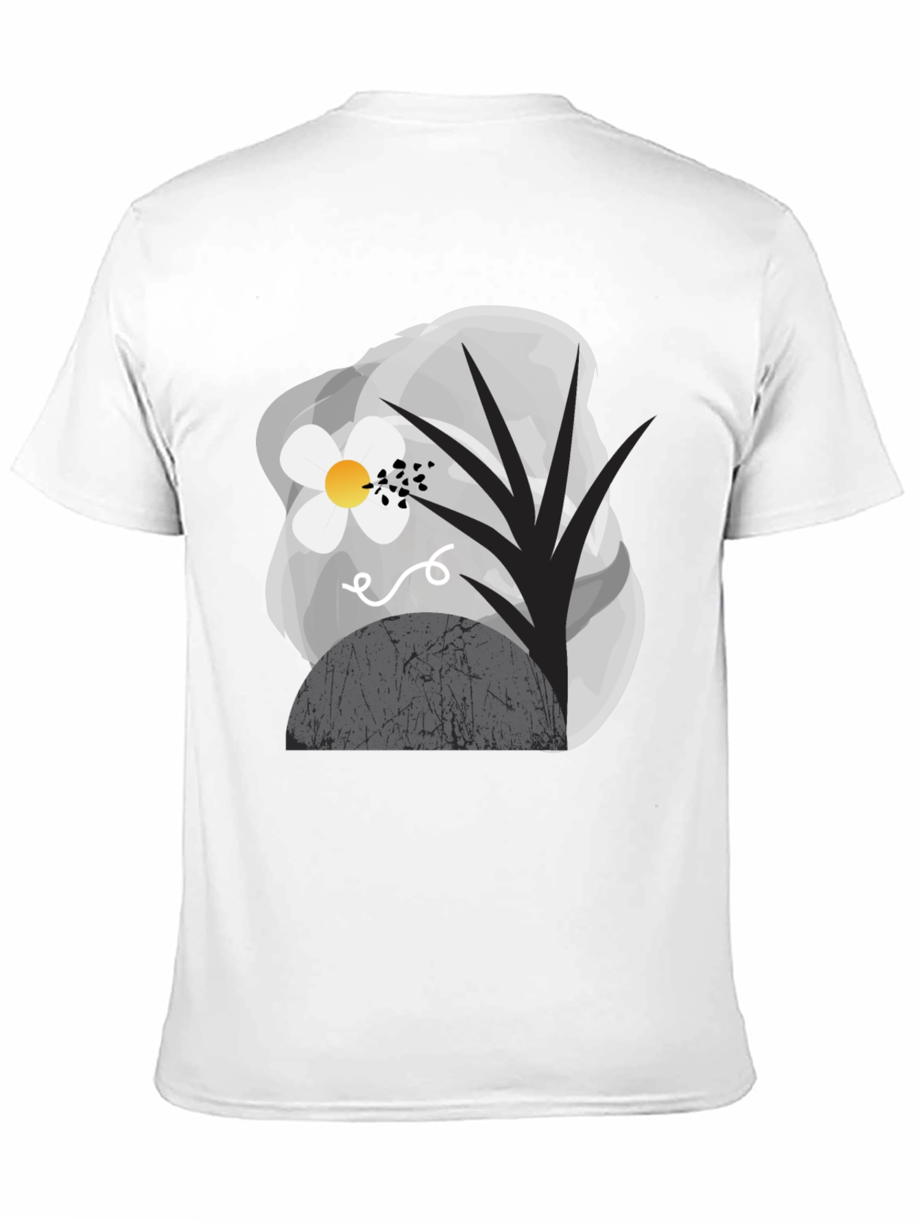 Abstract Floral Graphic Tee - Modern Black T-Shirt