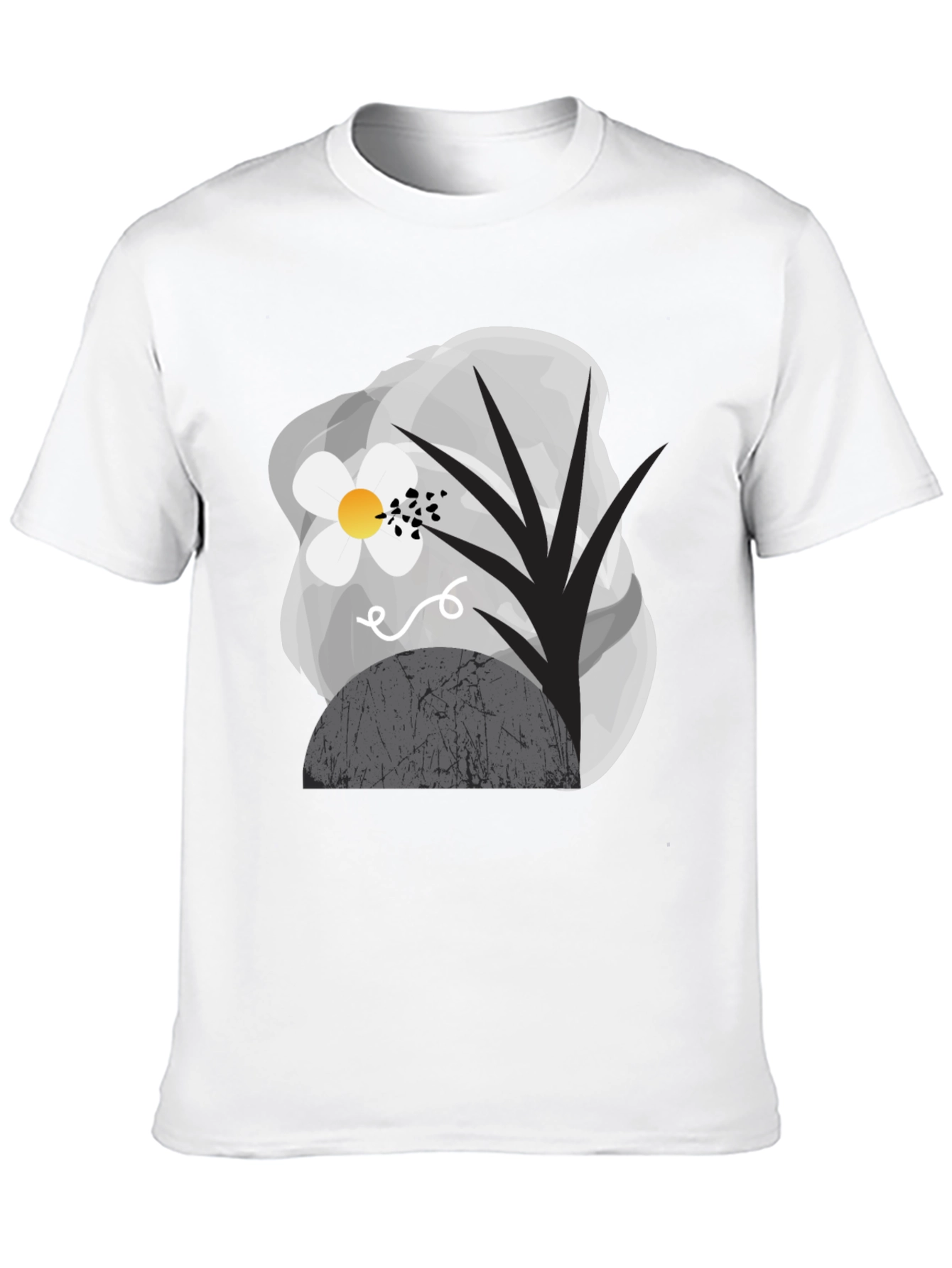 Abstract Floral Graphic Tee - Modern Black T-Shirt