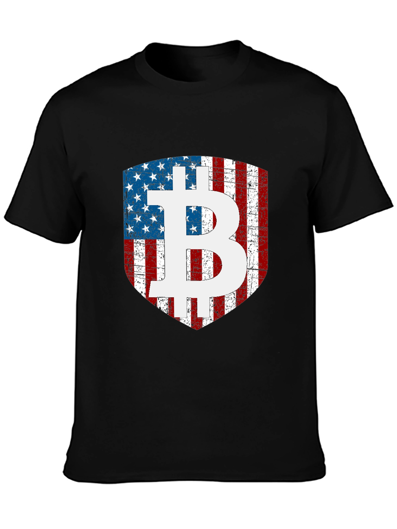 Bitcoin USA Flag Shield Graphic T-Shirt