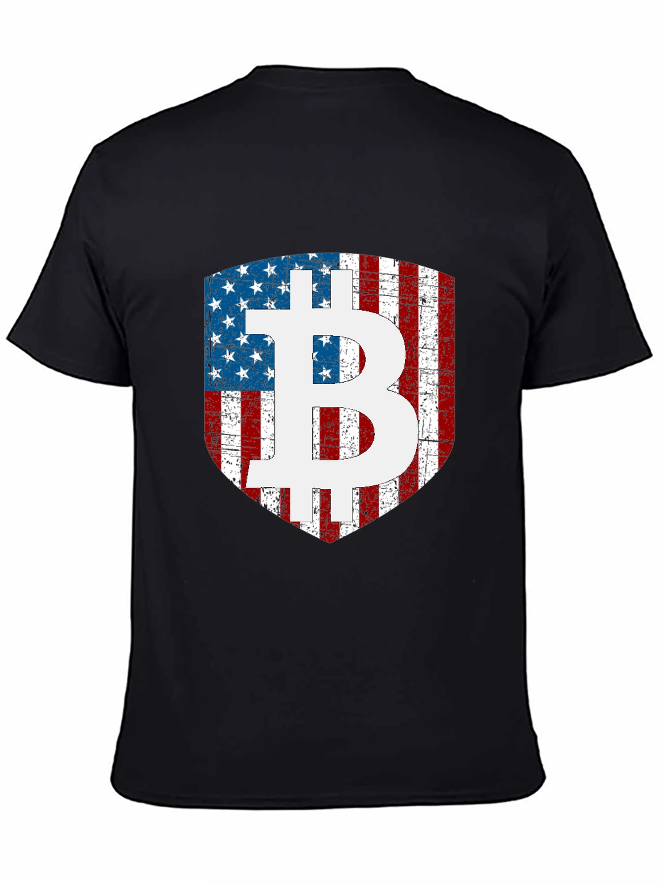 Bitcoin USA Flag Shield Graphic T-Shirt