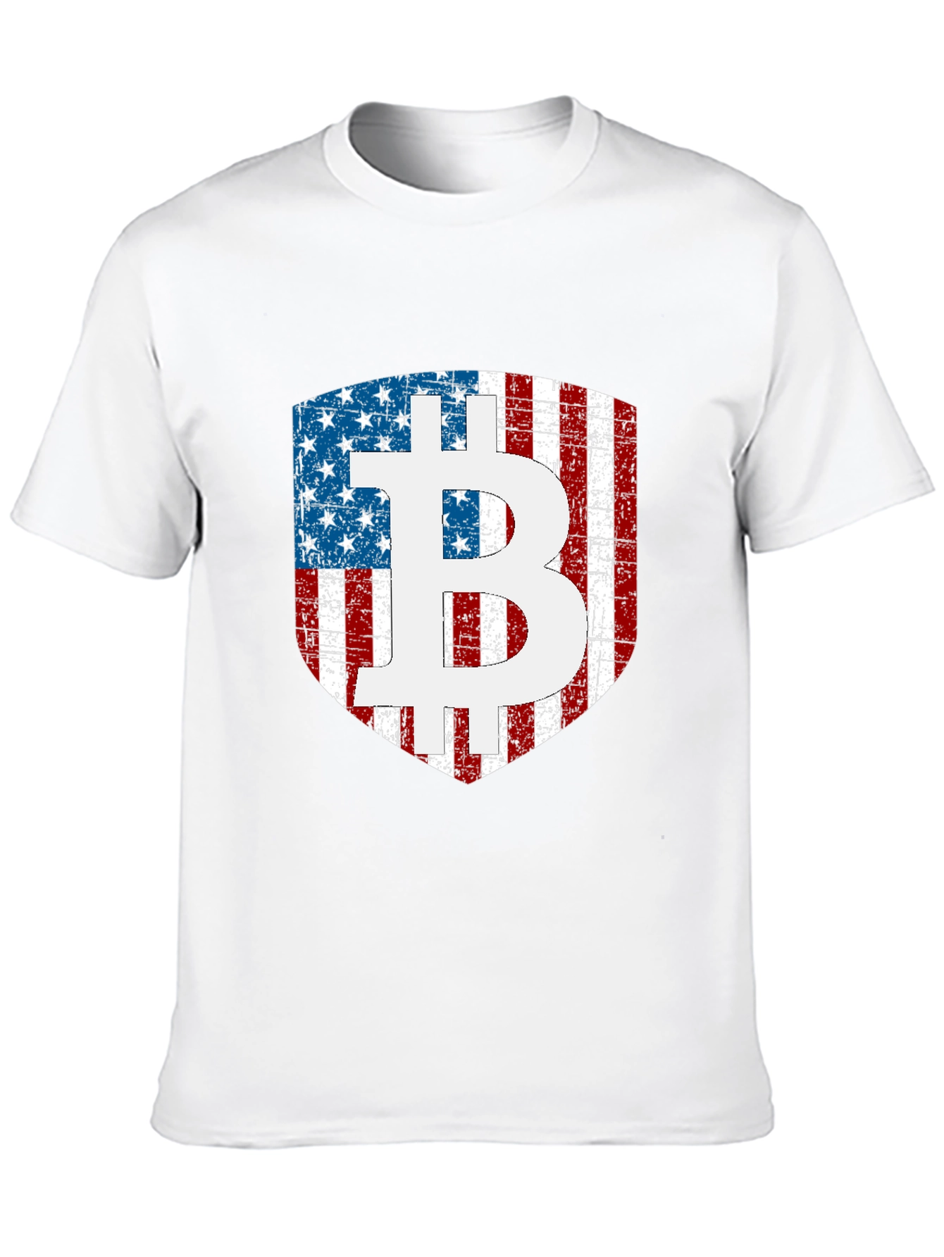 Bitcoin USA Flag Shield Graphic T-Shirt