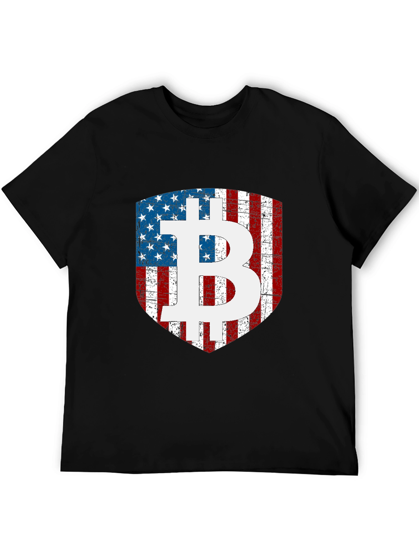 Bitcoin USA Flag Shield Graphic T-Shirt