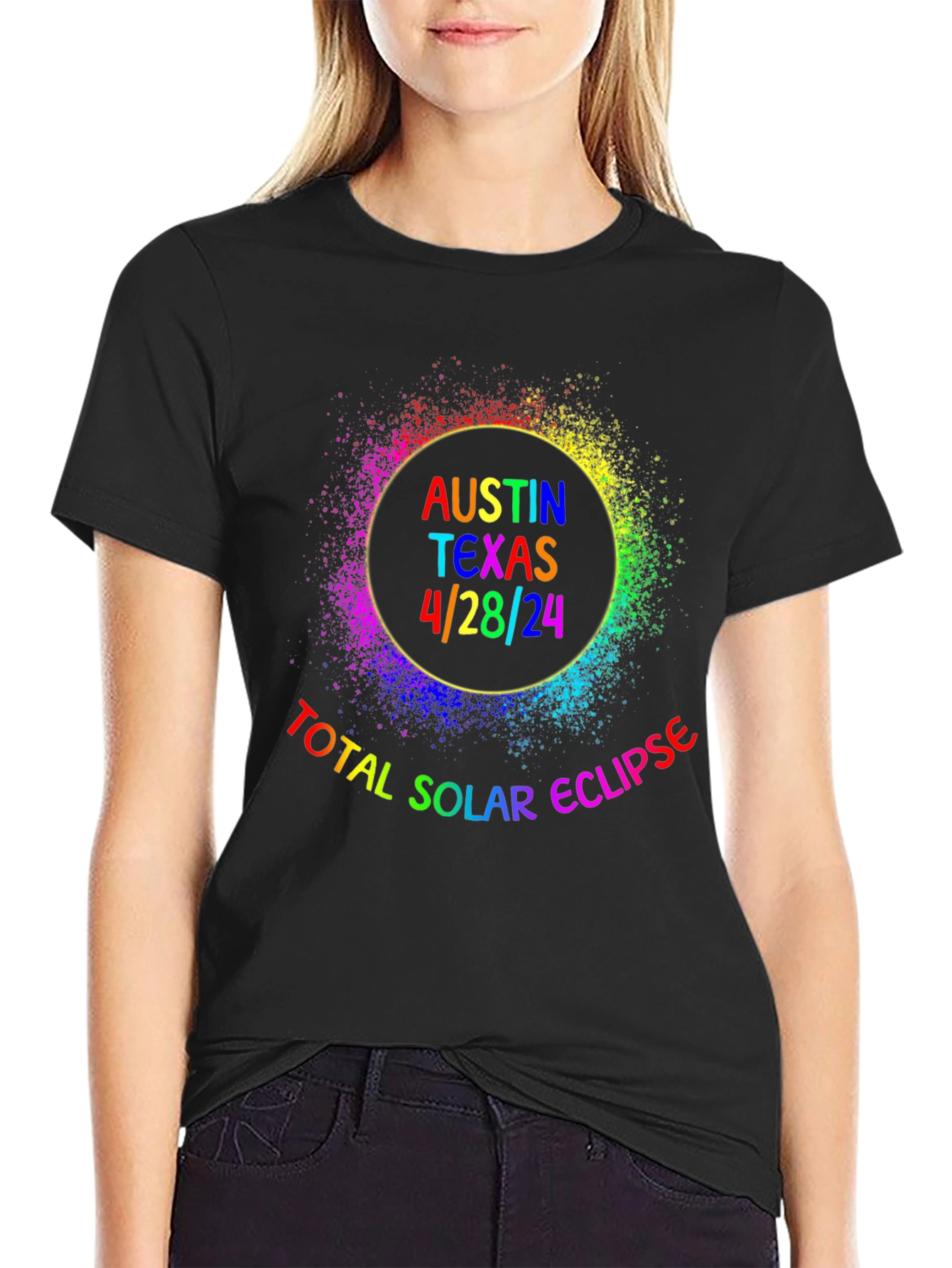 Austin Texas 4/28/24 Total Solar Eclipse Rainbow T-Shirt
