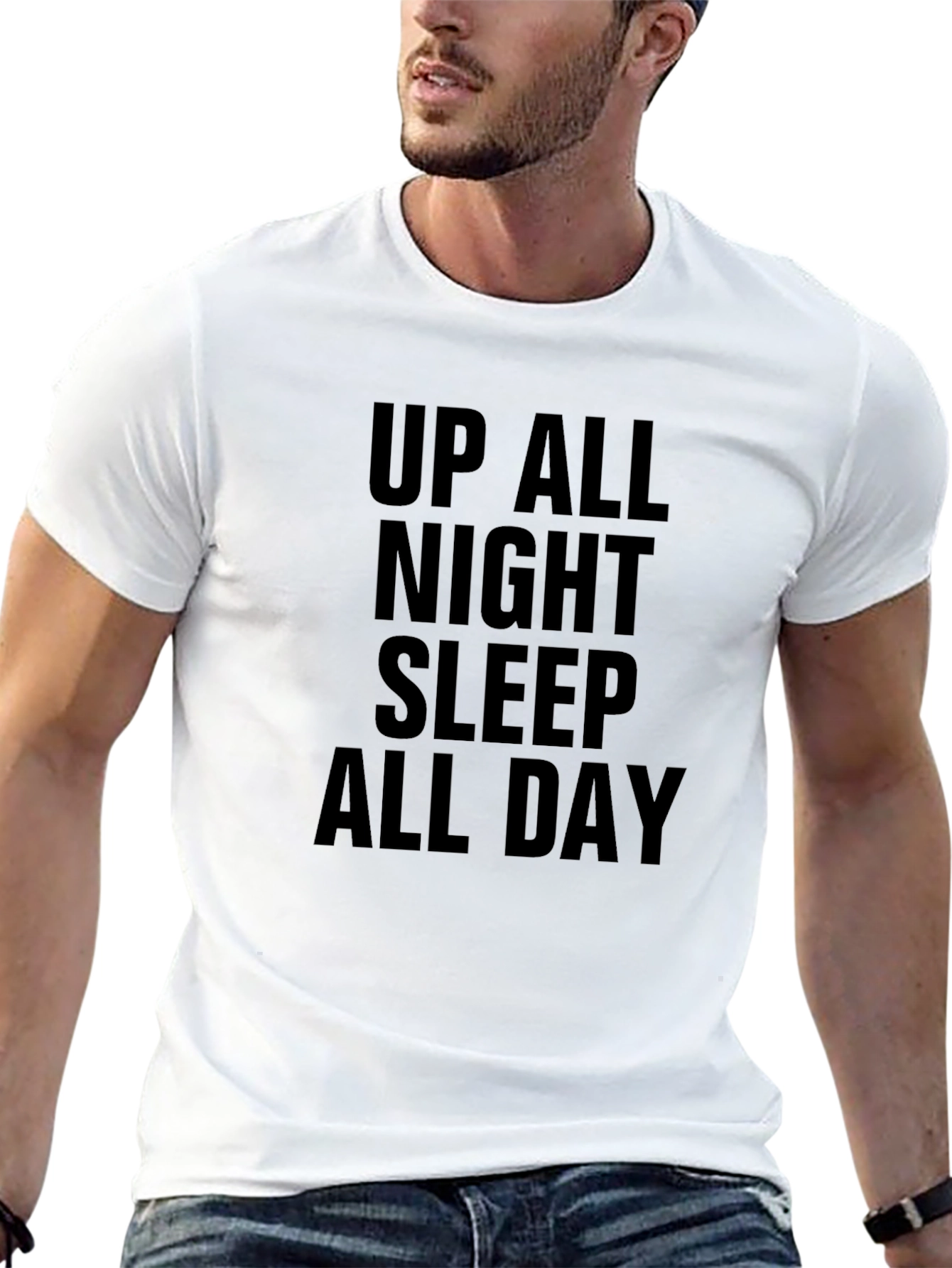Up All Night T-Shirt - Black Graphic Tee