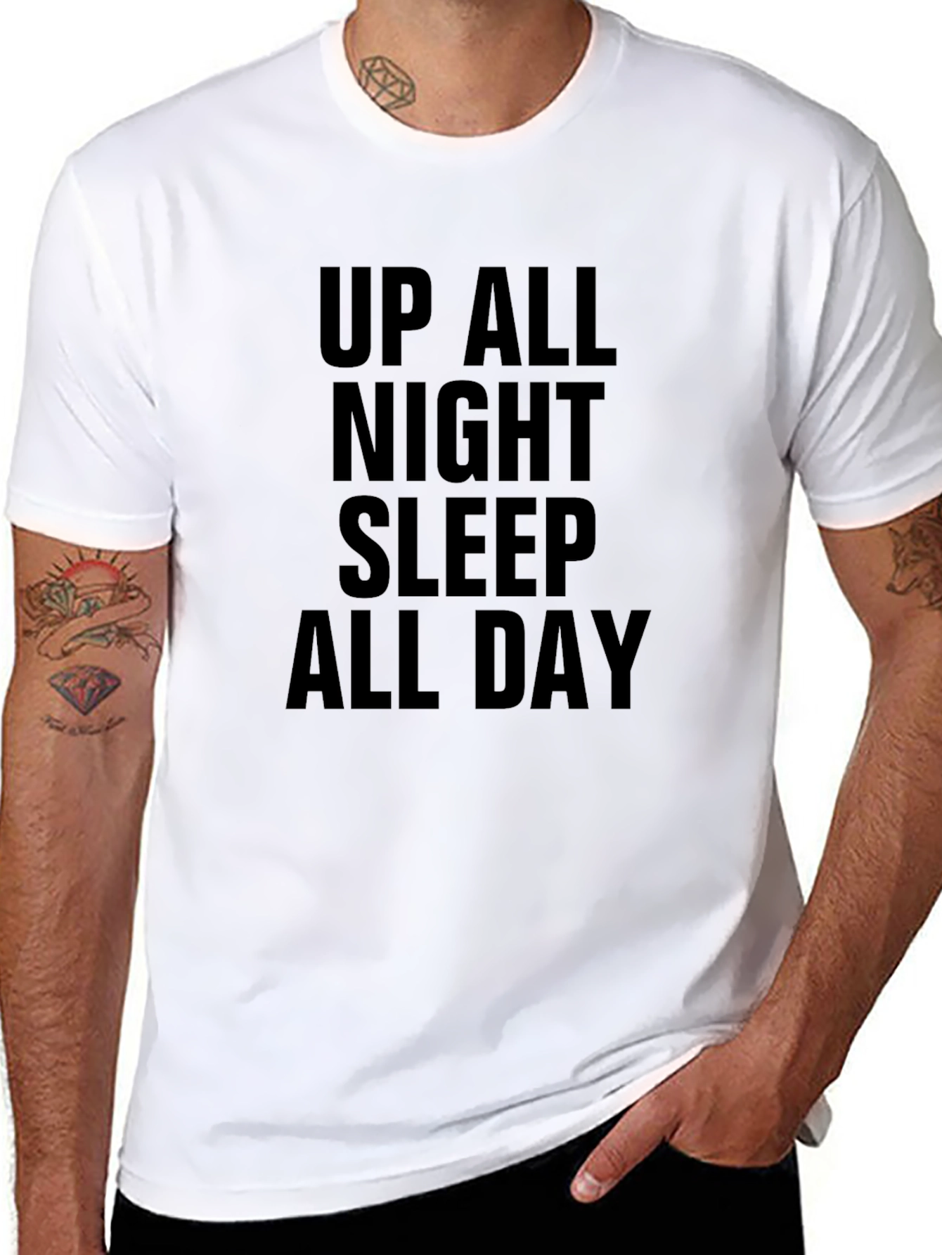 Up All Night T-Shirt - Black Graphic Tee