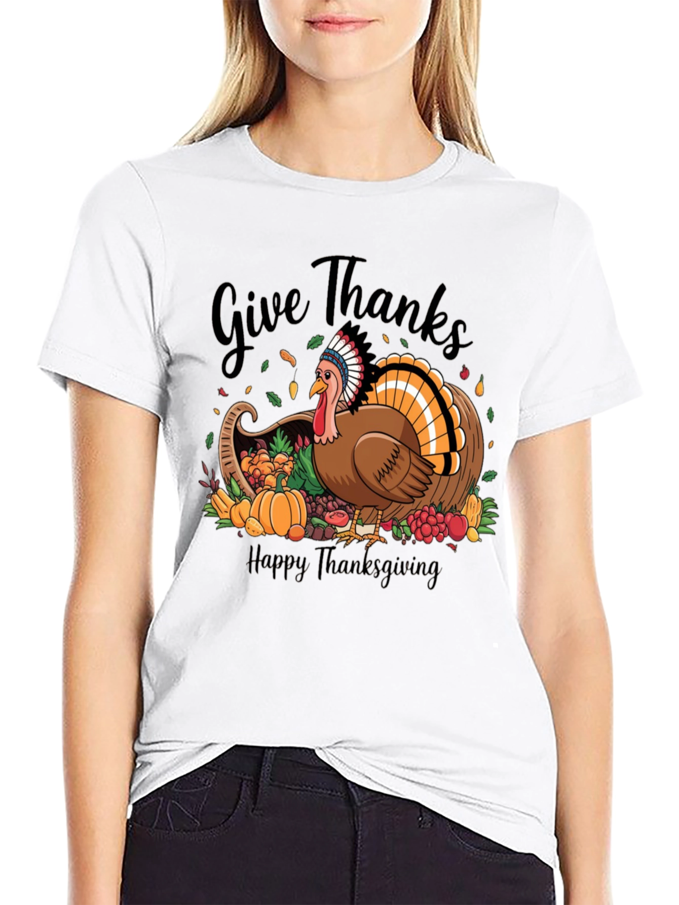 Give Thanks Thanksgiving Turkey T-Shirt