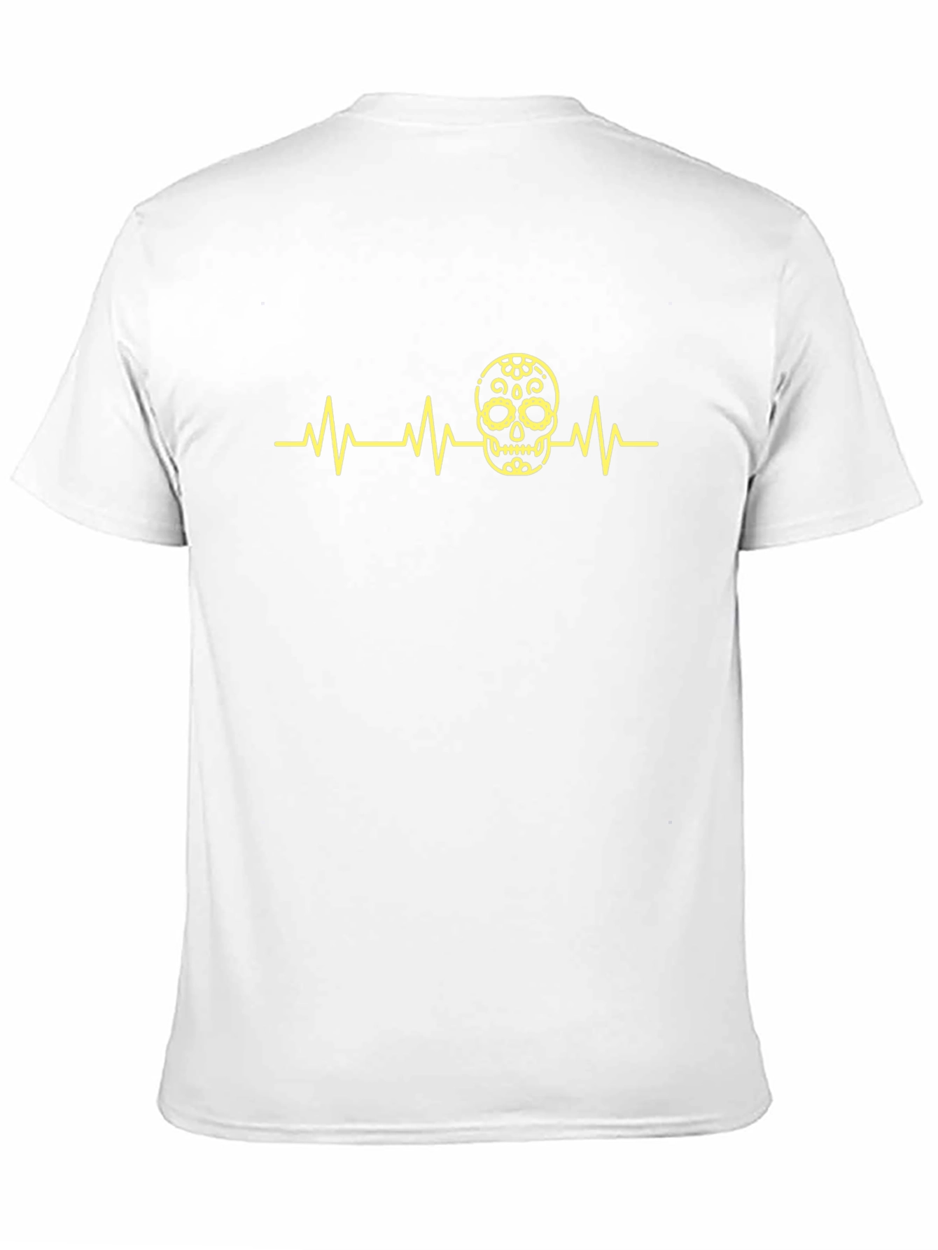 Skull Heartbeat Graphic Tee - Stylish Crew Neck T-Shirt