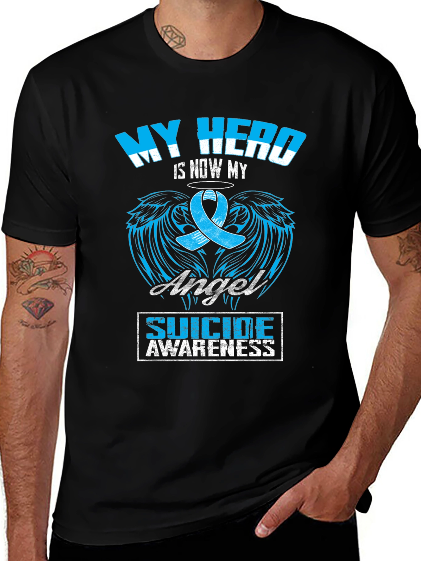 My Hero Is Now My Angel Suicide Awareness T-Shirt